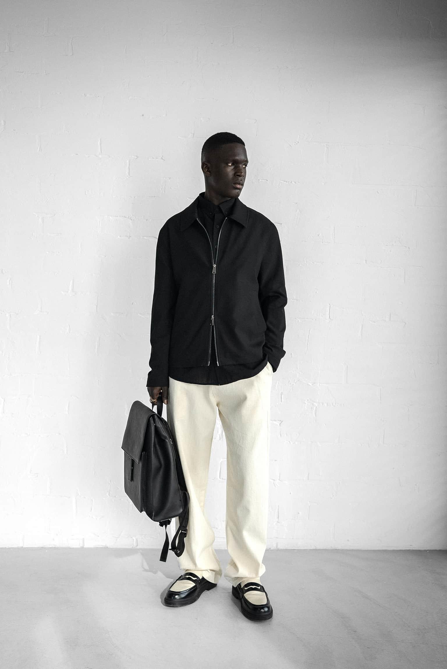 Erkek Relaxed Fit Fermuarlı İnce Ceket Siyah