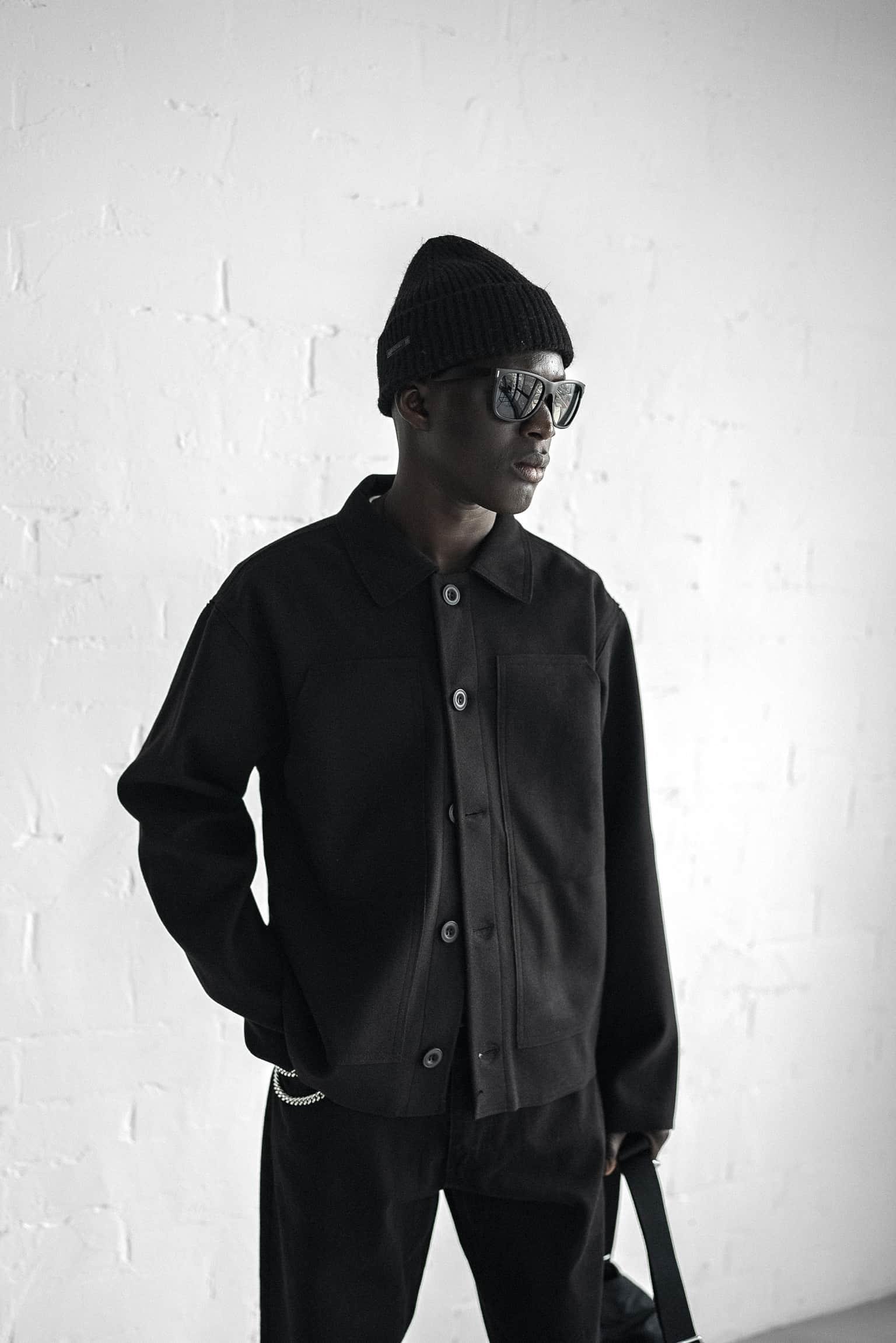 Erkek Relaxed Fit Kaşe Ceket Siyah