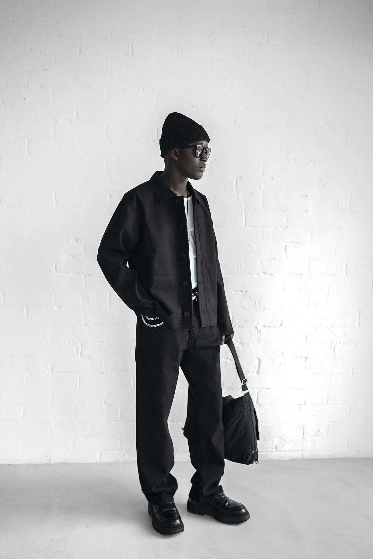 Erkek Relaxed Fit Kaşe Ceket Siyah