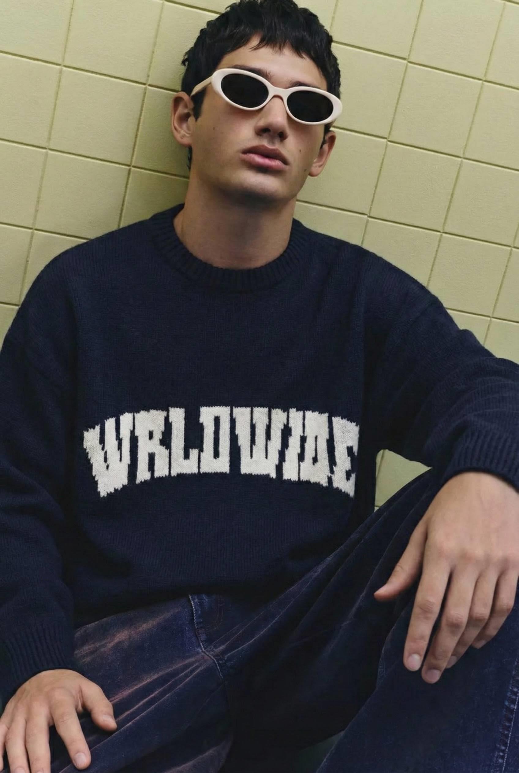 Erkek Relaxed Fit Premium Triko Kazak Lacivert