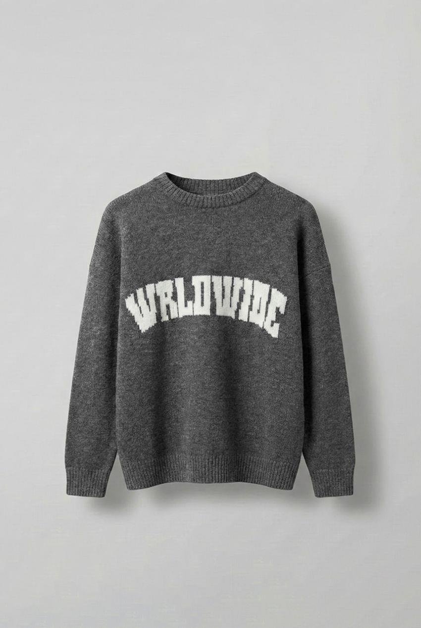 Erkek Relaxed Fit Premium Triko Kazak Füme