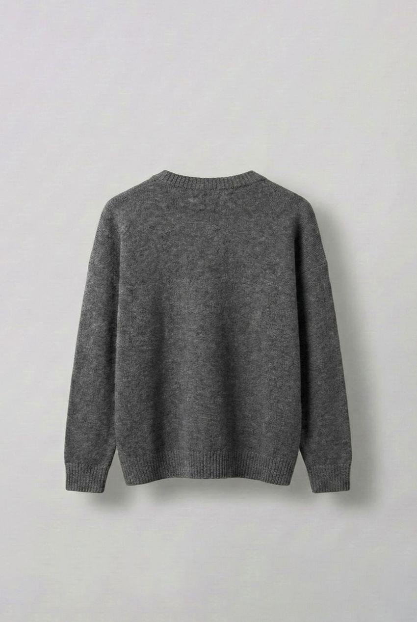 Erkek Relaxed Fit Premium Triko Kazak Füme