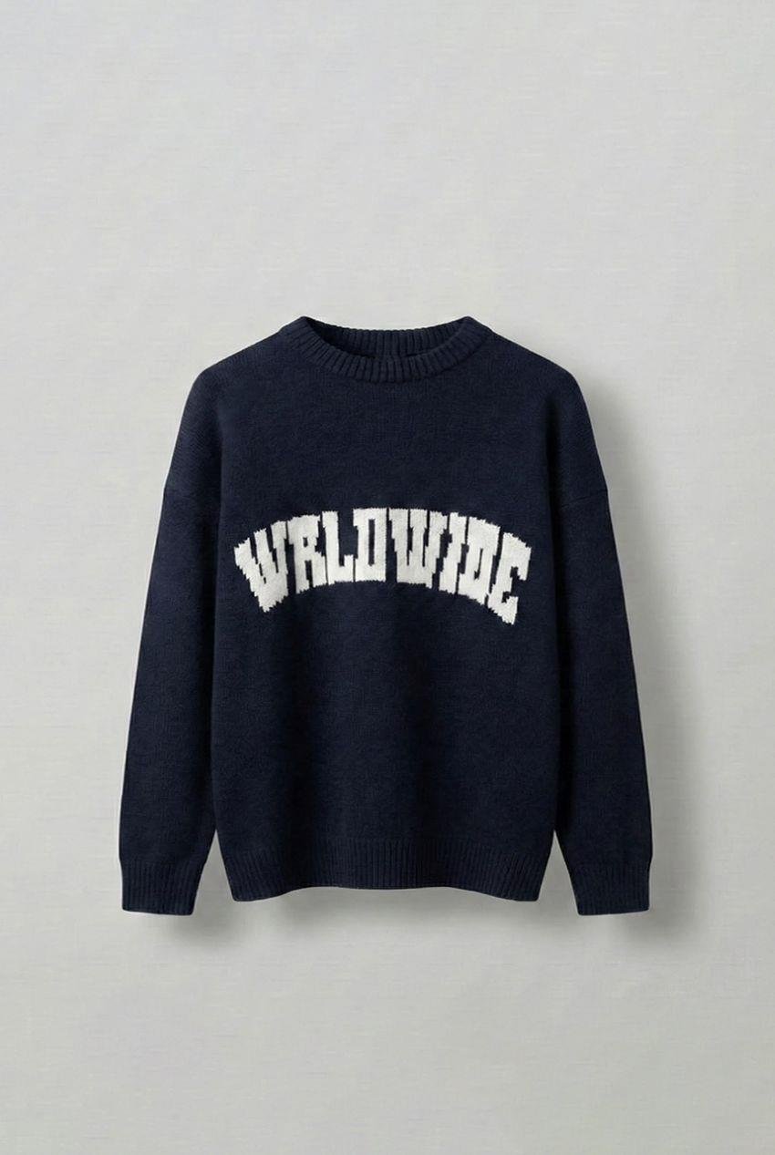 Erkek Relaxed Fit Premium Triko Kazak Lacivert