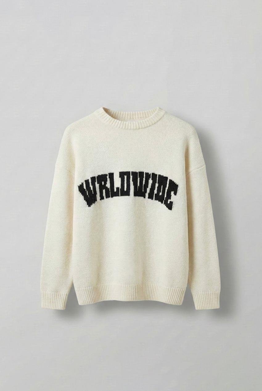 Erkek Relaxed Fit Premium Triko Kazak Ekru