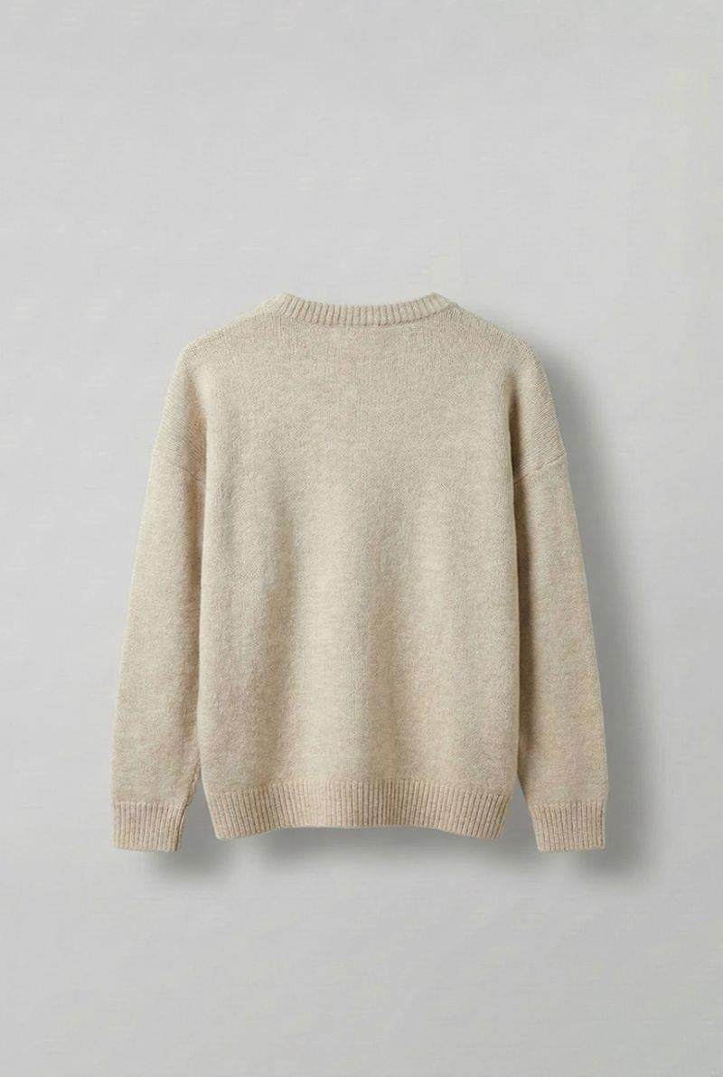 Erkek Relaxed Fit Premium Triko Kazak Bej