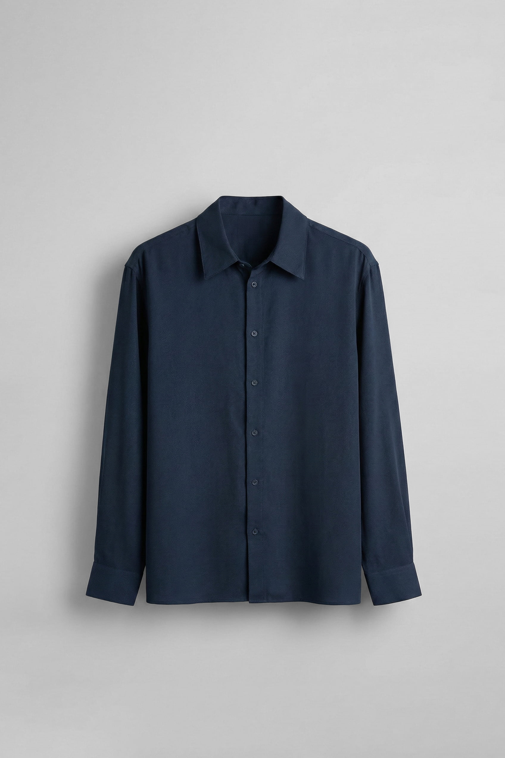 Erkek Relaxed Fit Uzun Kollu Basic Gömlek Lacivert