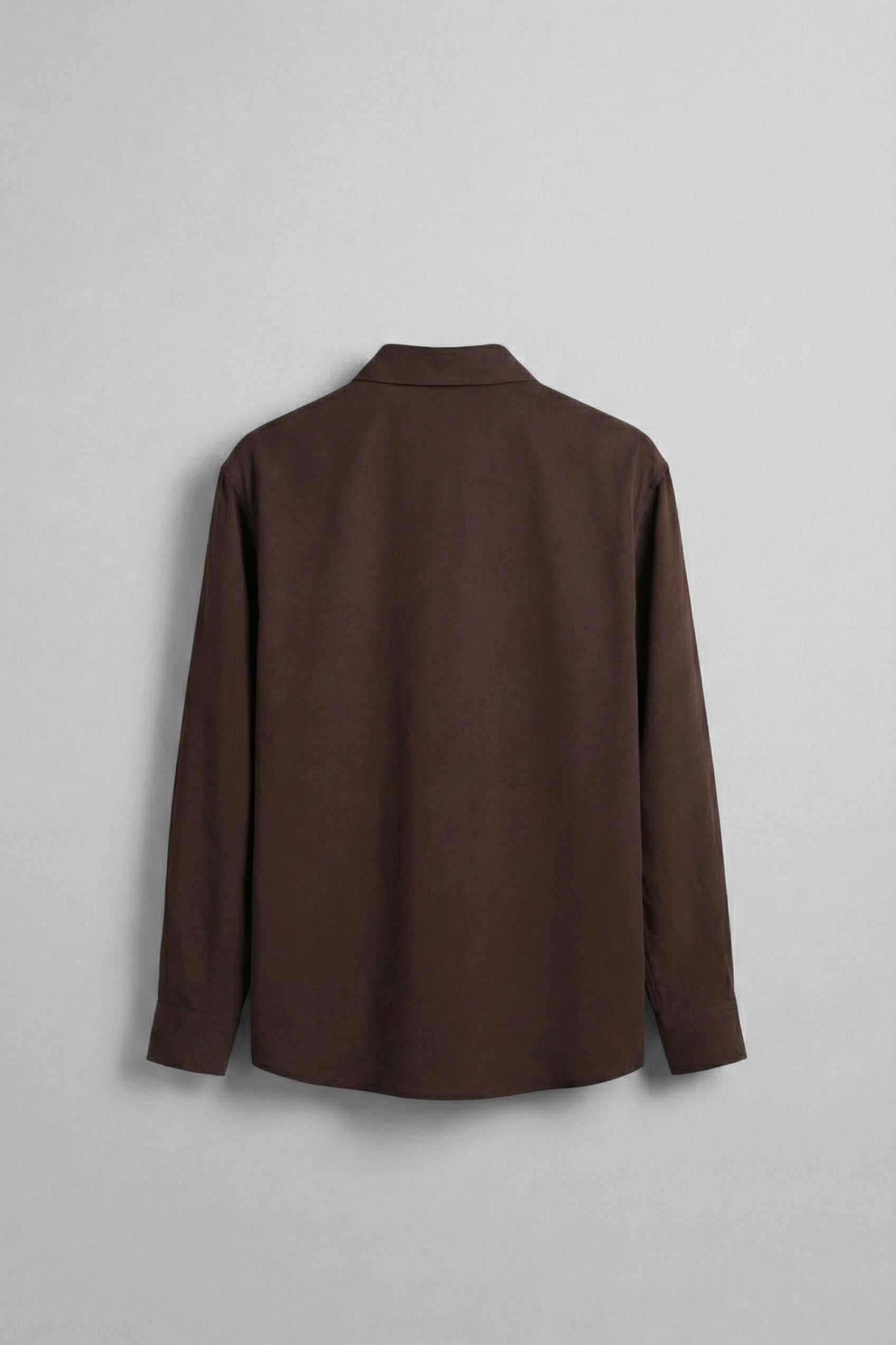 Erkek Relaxed Fit Uzun Kollu Basic Gömlek Kahverengi