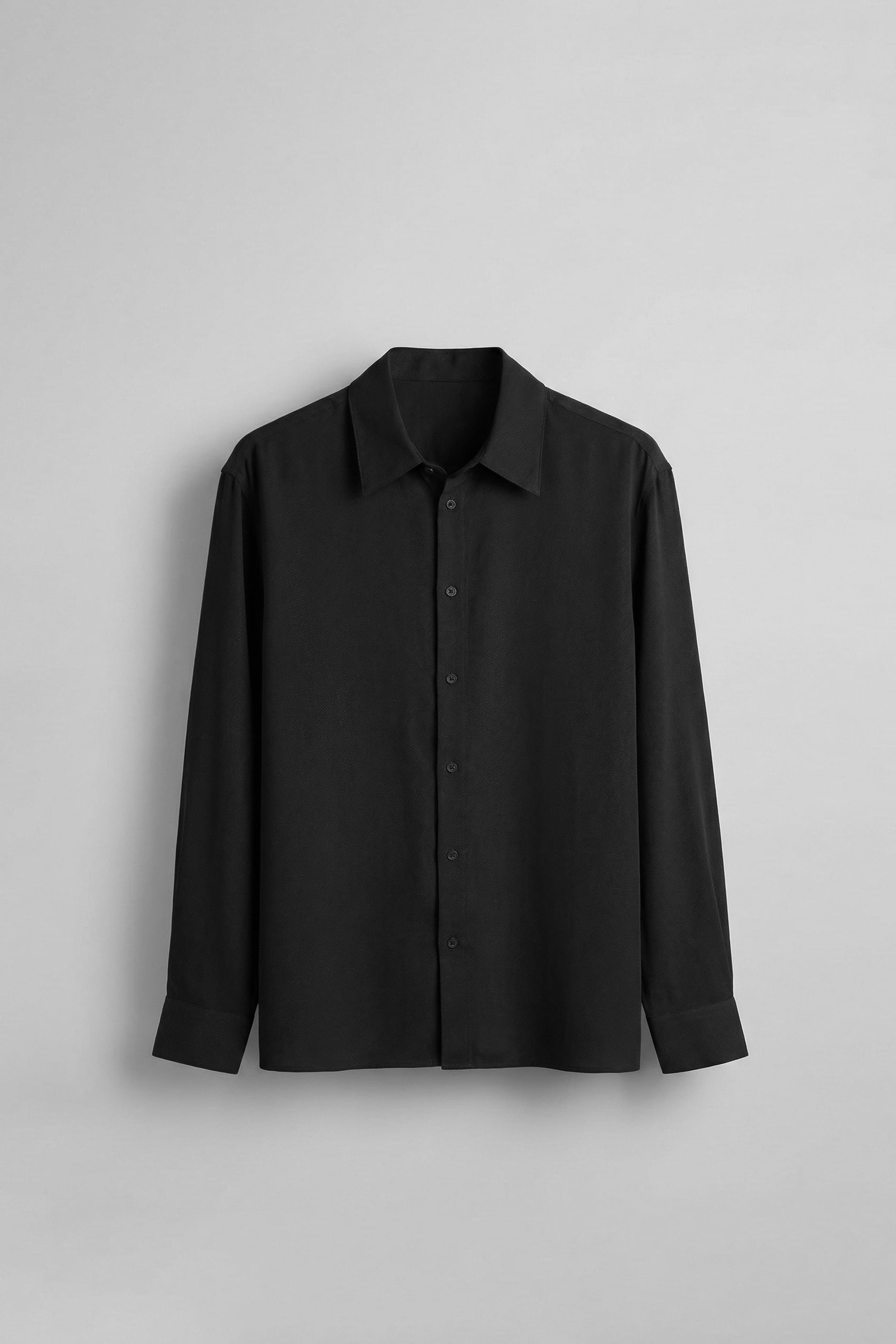 Erkek Relaxed Fit Uzun Kollu Basic Gömlek Siyah