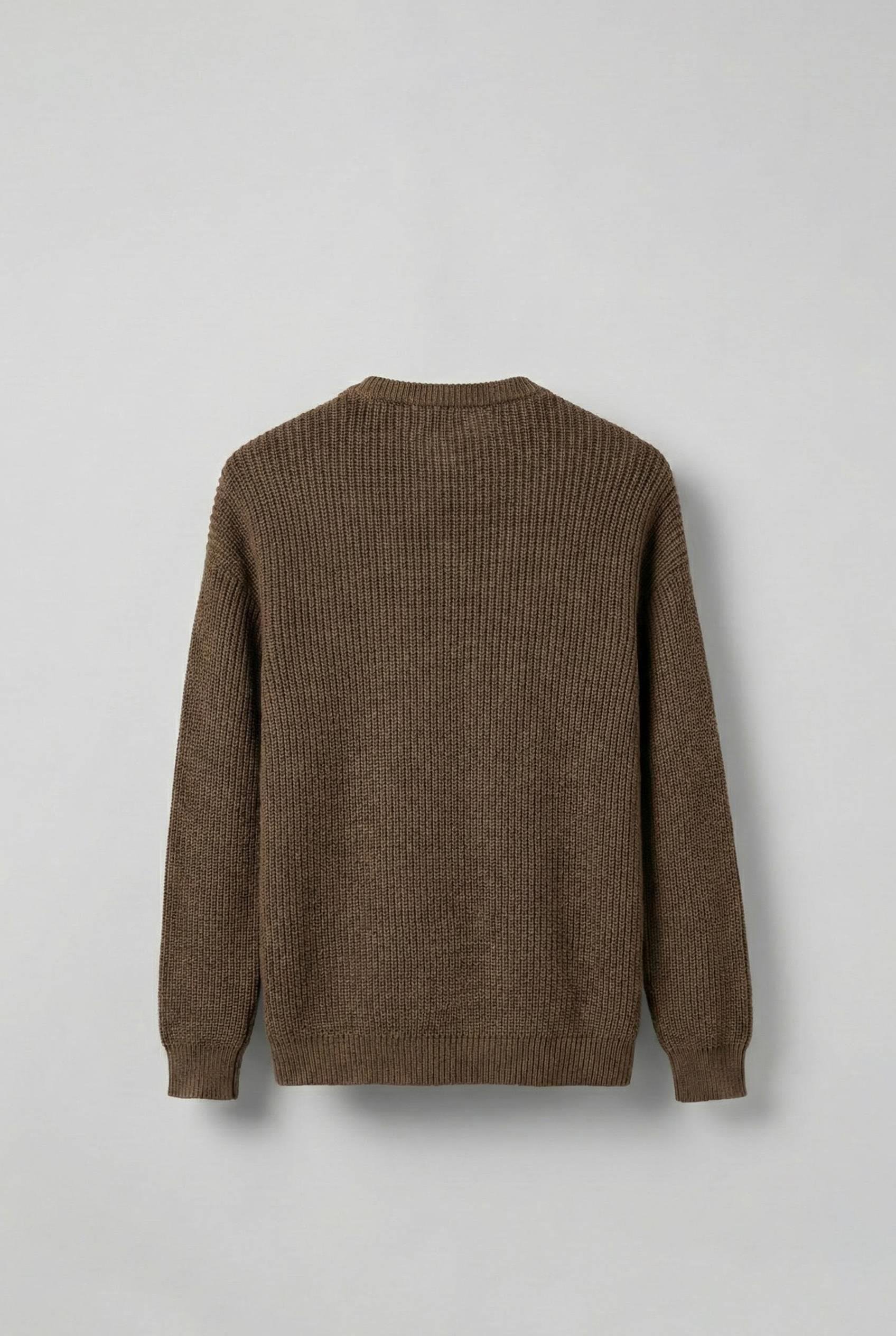 Erkek Relaxed Fit Yıkamalı Örme Kazak %100 Pamuk Kahve