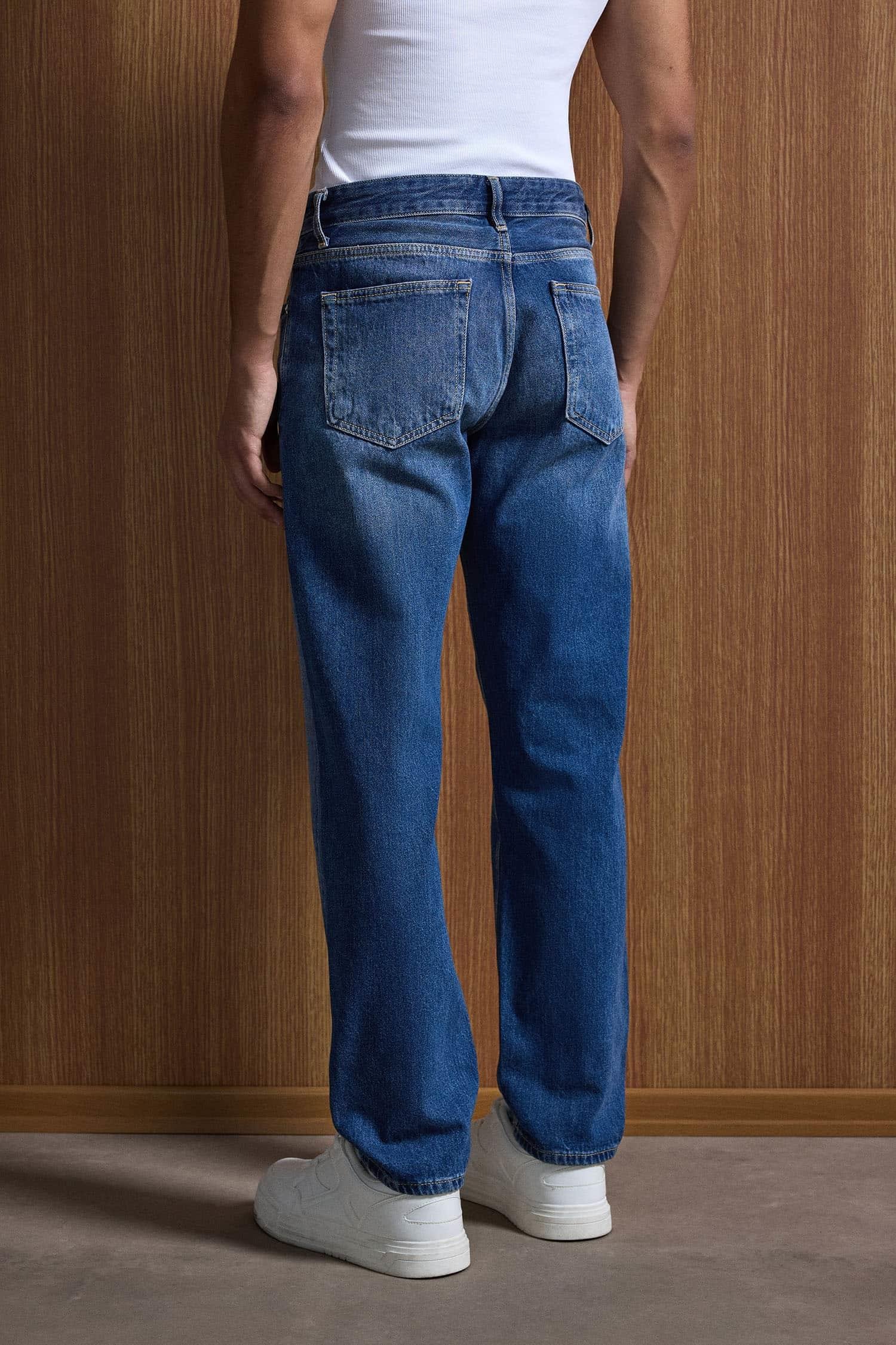 Erkek Relaxed Straight Fit Basic Jean Mavi