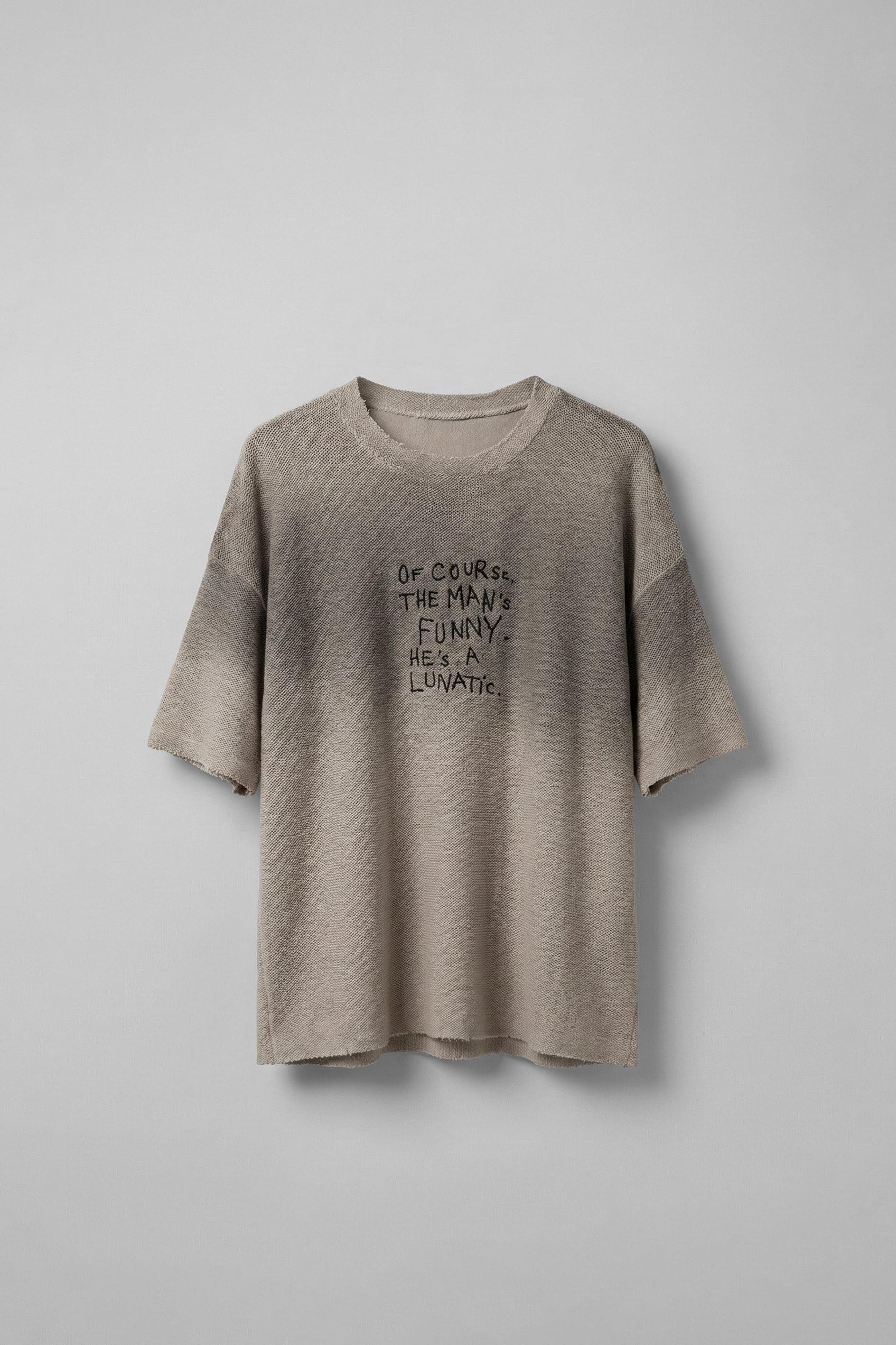 Erkek Renk Geçişli İşlemeli Oversize Dokulu T-Shirt Taş