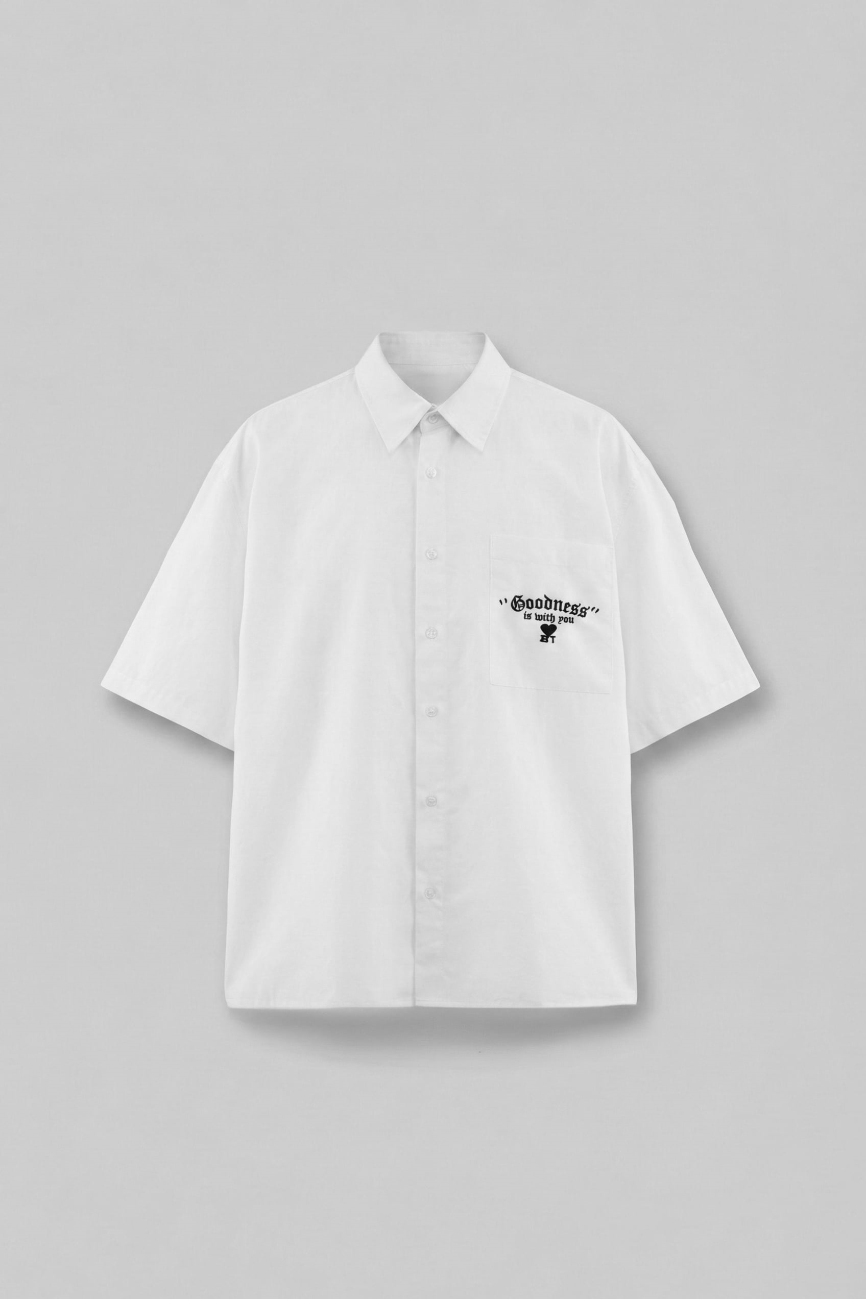 Erkek Sırt Baskılı Kısa Kollu %100 Pamuk Gömlek Beyaz