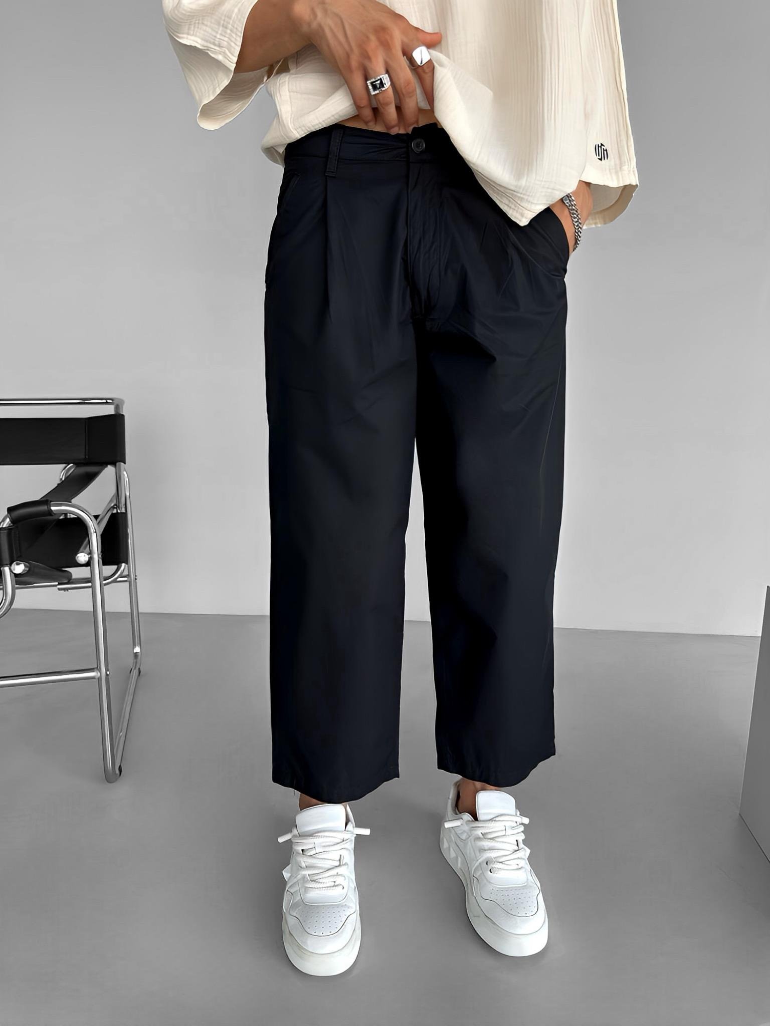 Erkek Skate Fit Rahat Kalıp Pamuk İnce Baggy Pantolon Siyah