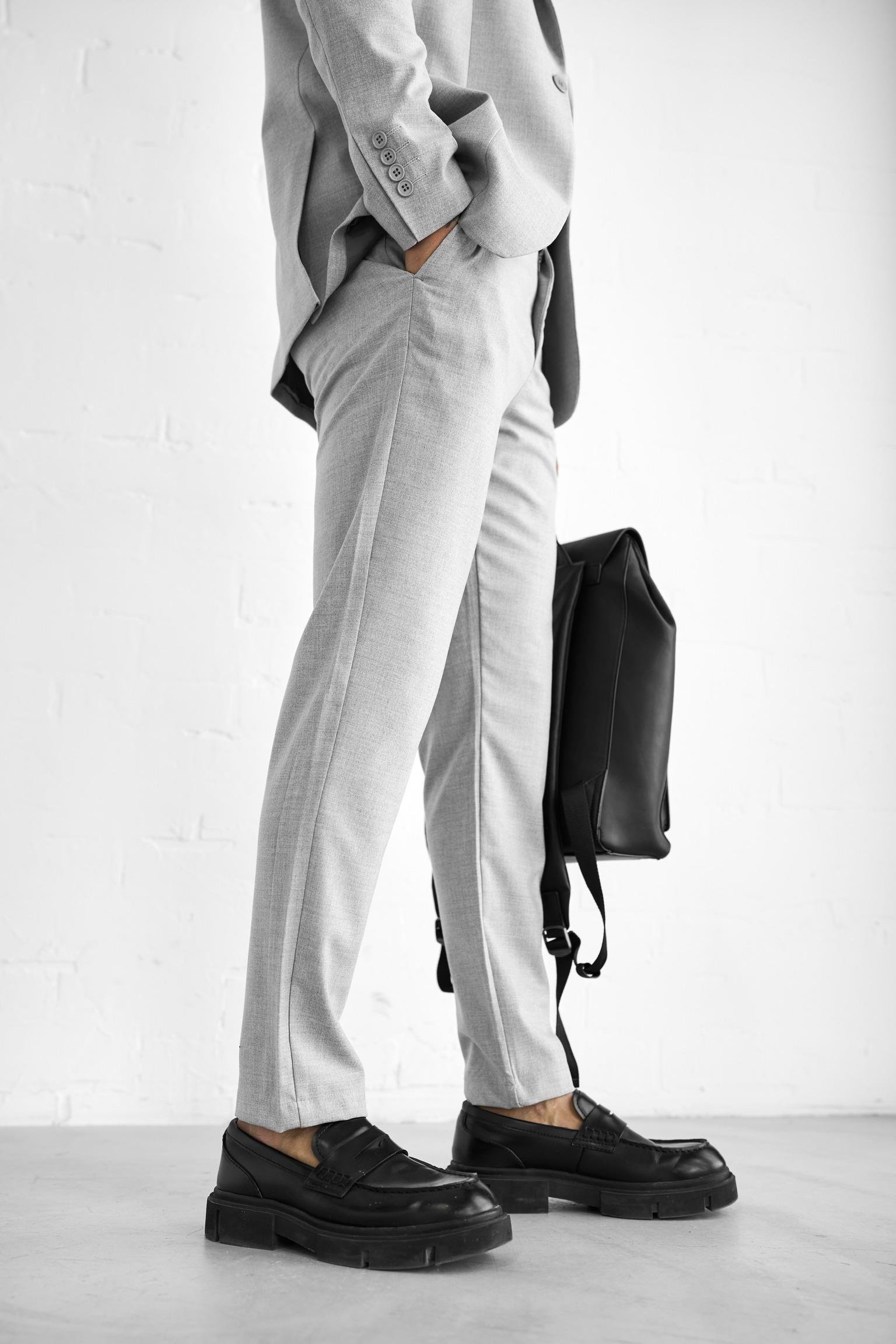 Erkek Slim Fit Takım Elbise Gri