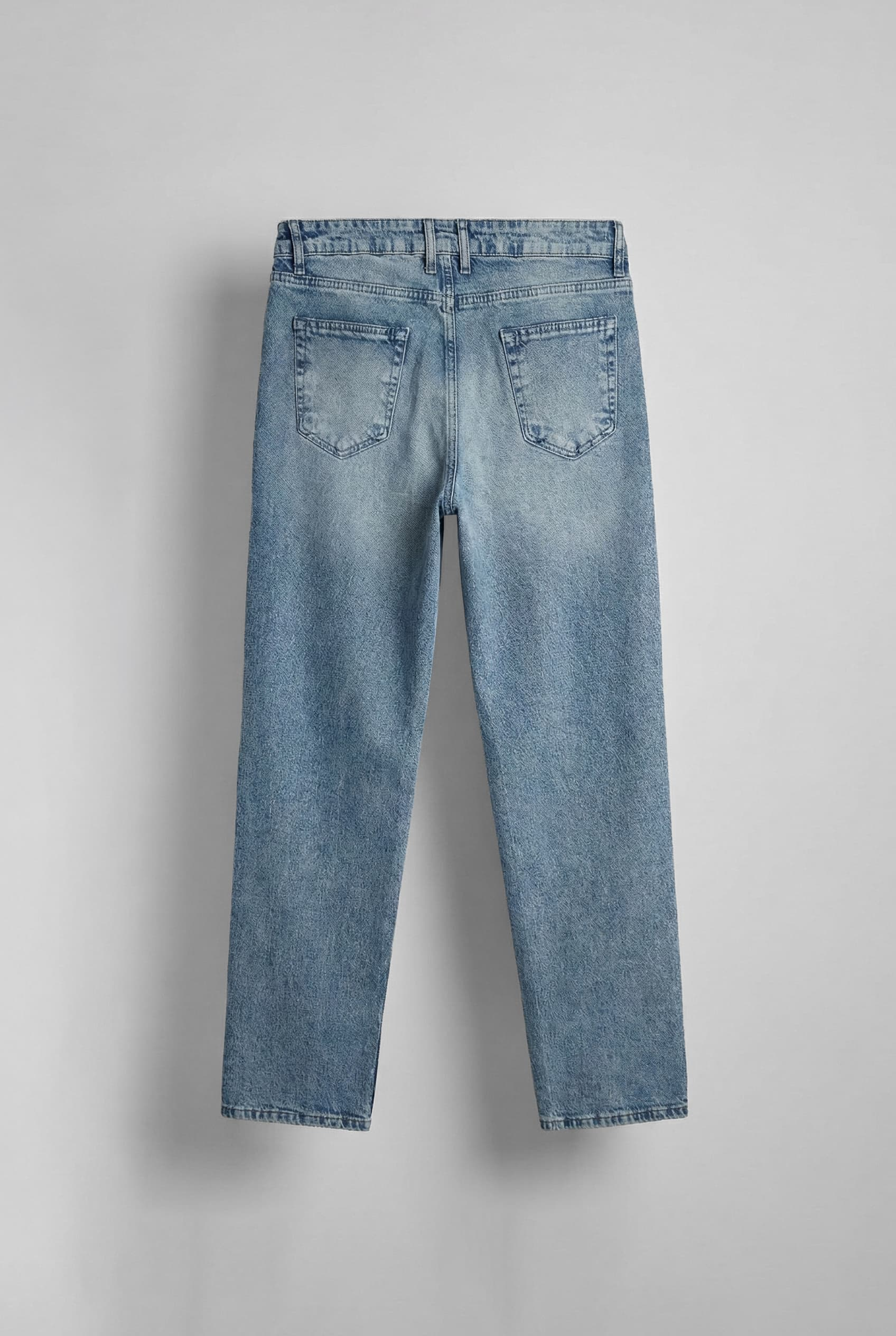 Erkek Slogan İşlemeli Baggy Jean Pantolon Mavi