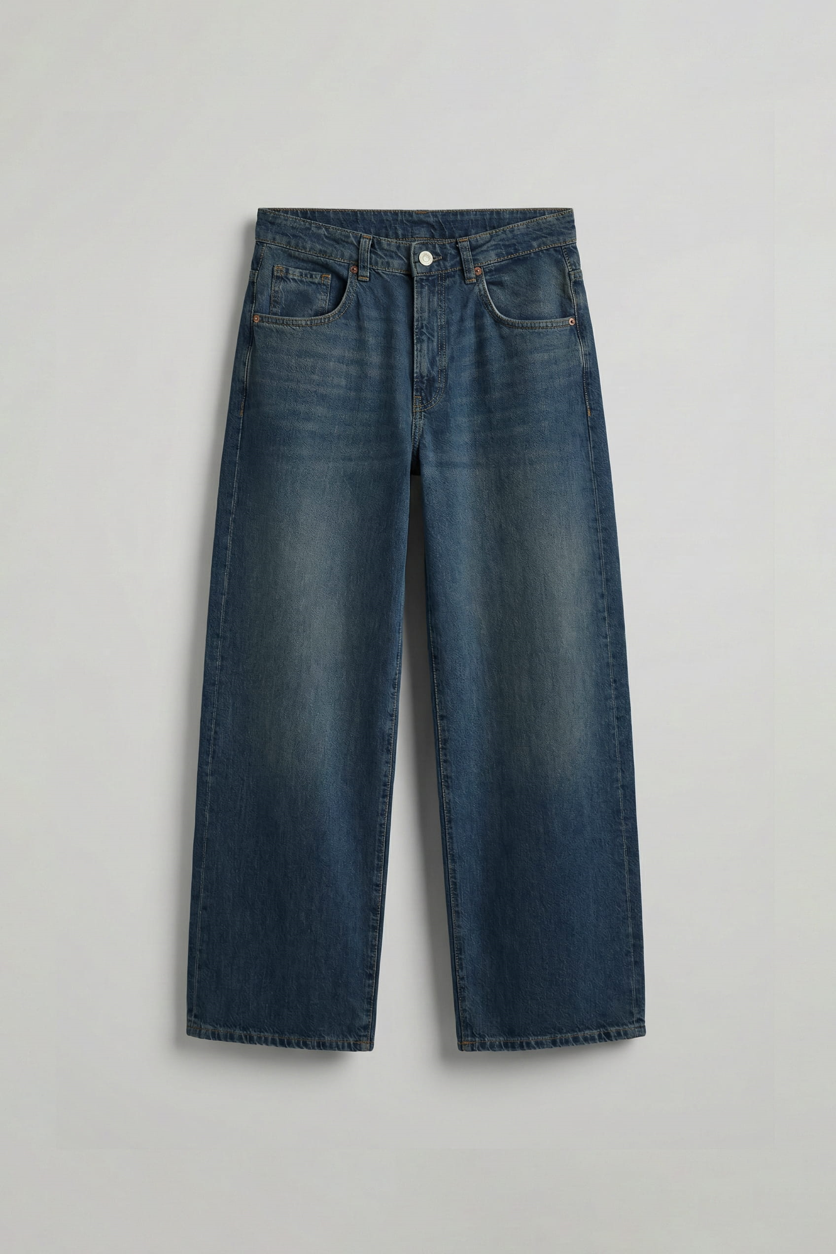 Erkek Süper Baggy Fit Jean Pantolon Koyu Mavi