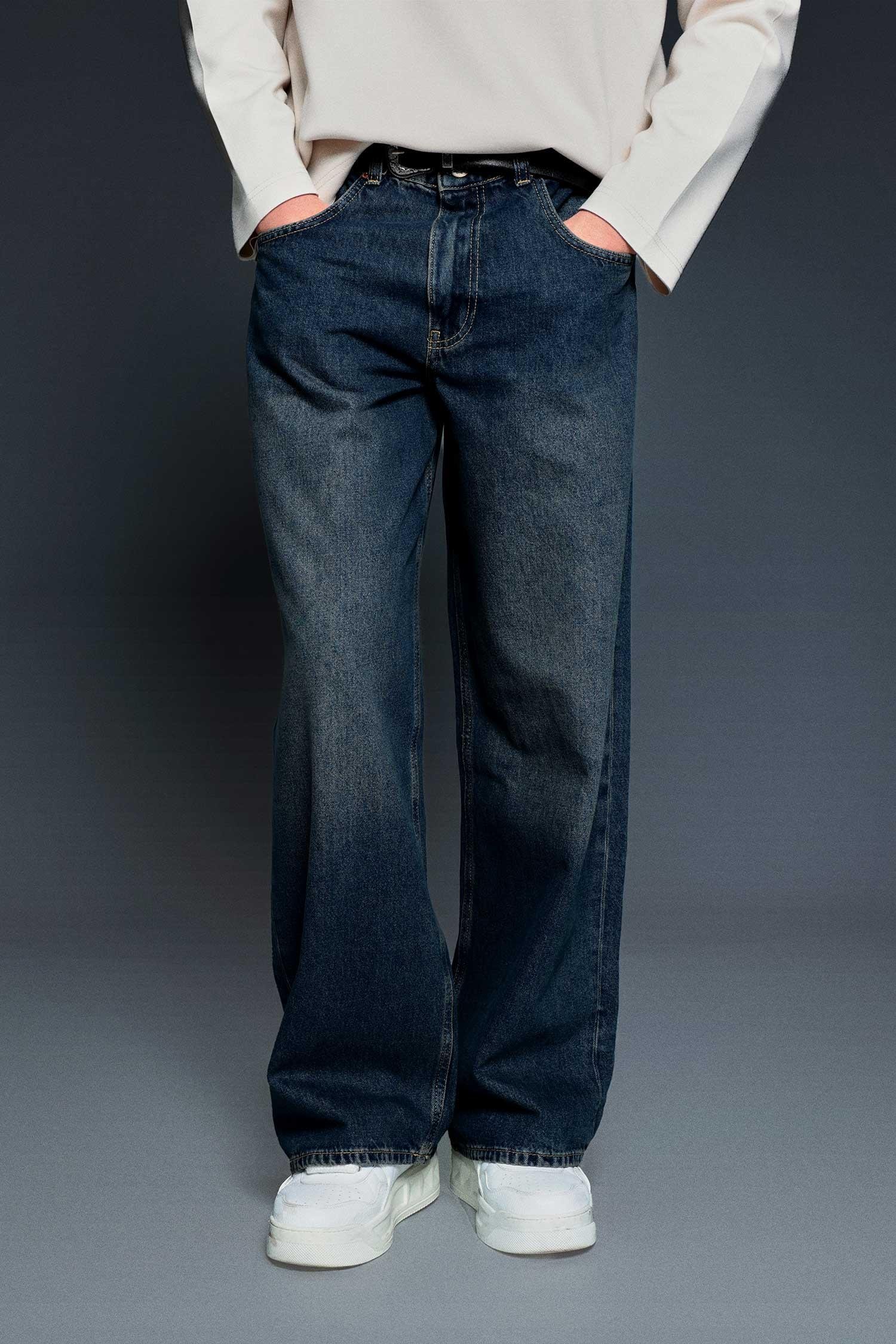 Erkek Süper Baggy Fit Jean Pantolon Lacivert