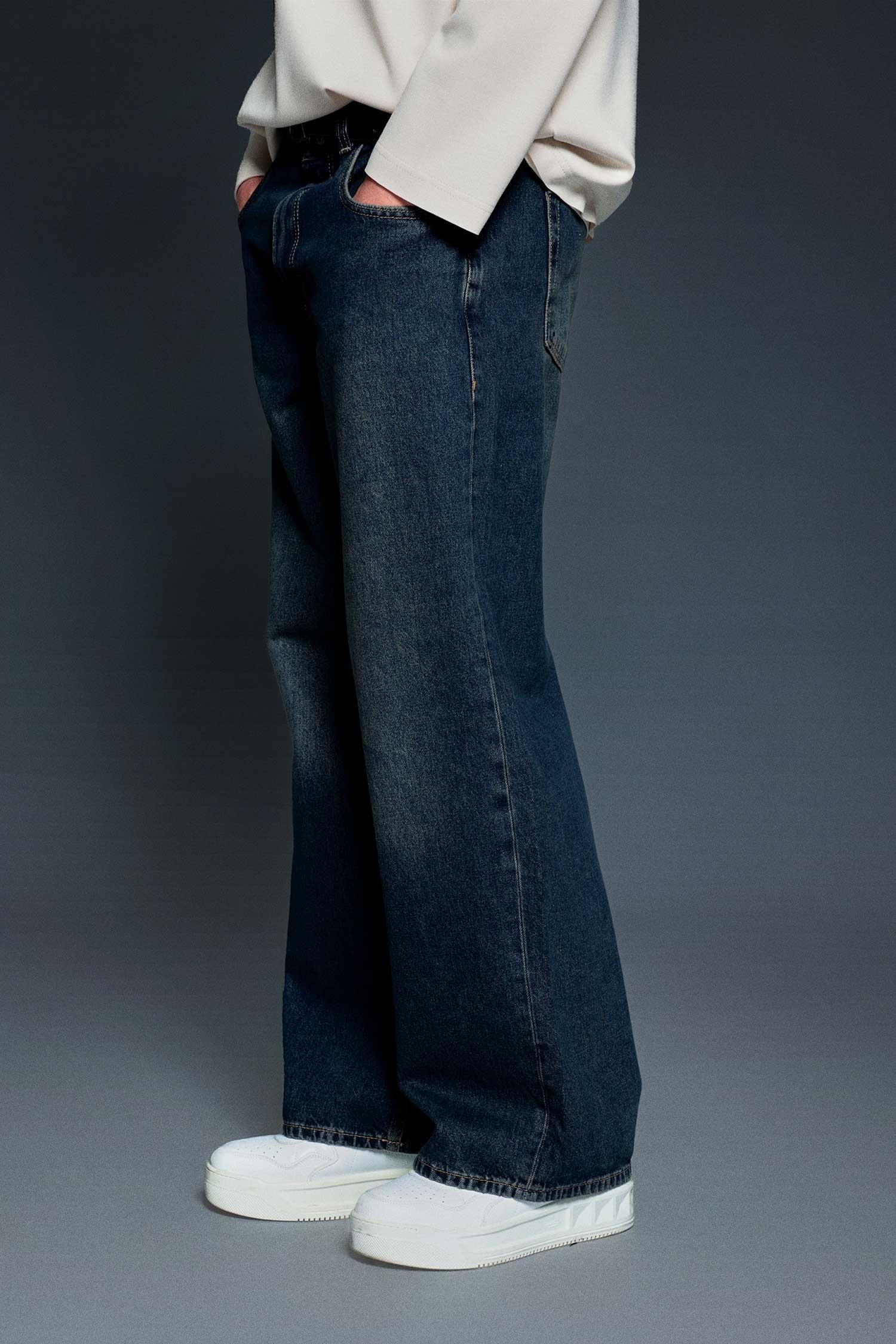 Erkek Süper Baggy Fit Jean Pantolon Lacivert