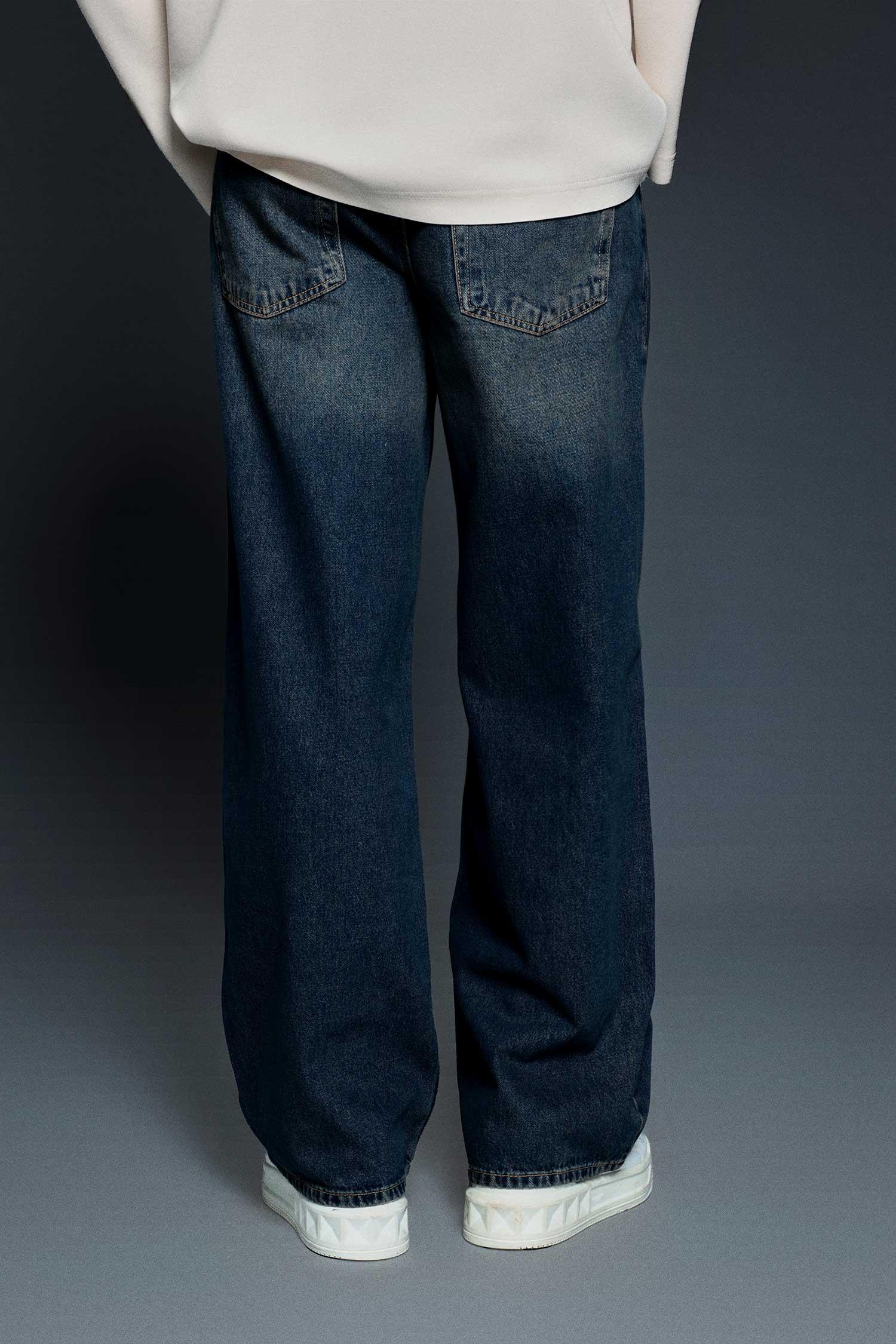 Erkek Süper Baggy Fit Jean Pantolon Lacivert