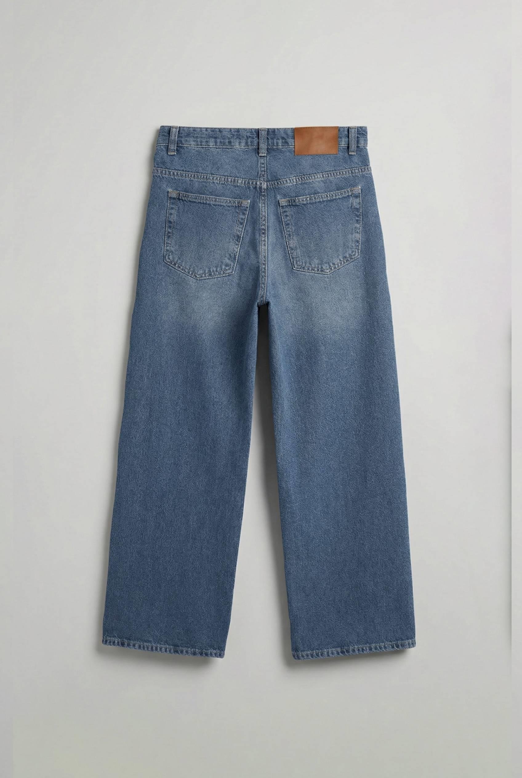 Erkek Süper Baggy Fit Jean Pantolon Mavi