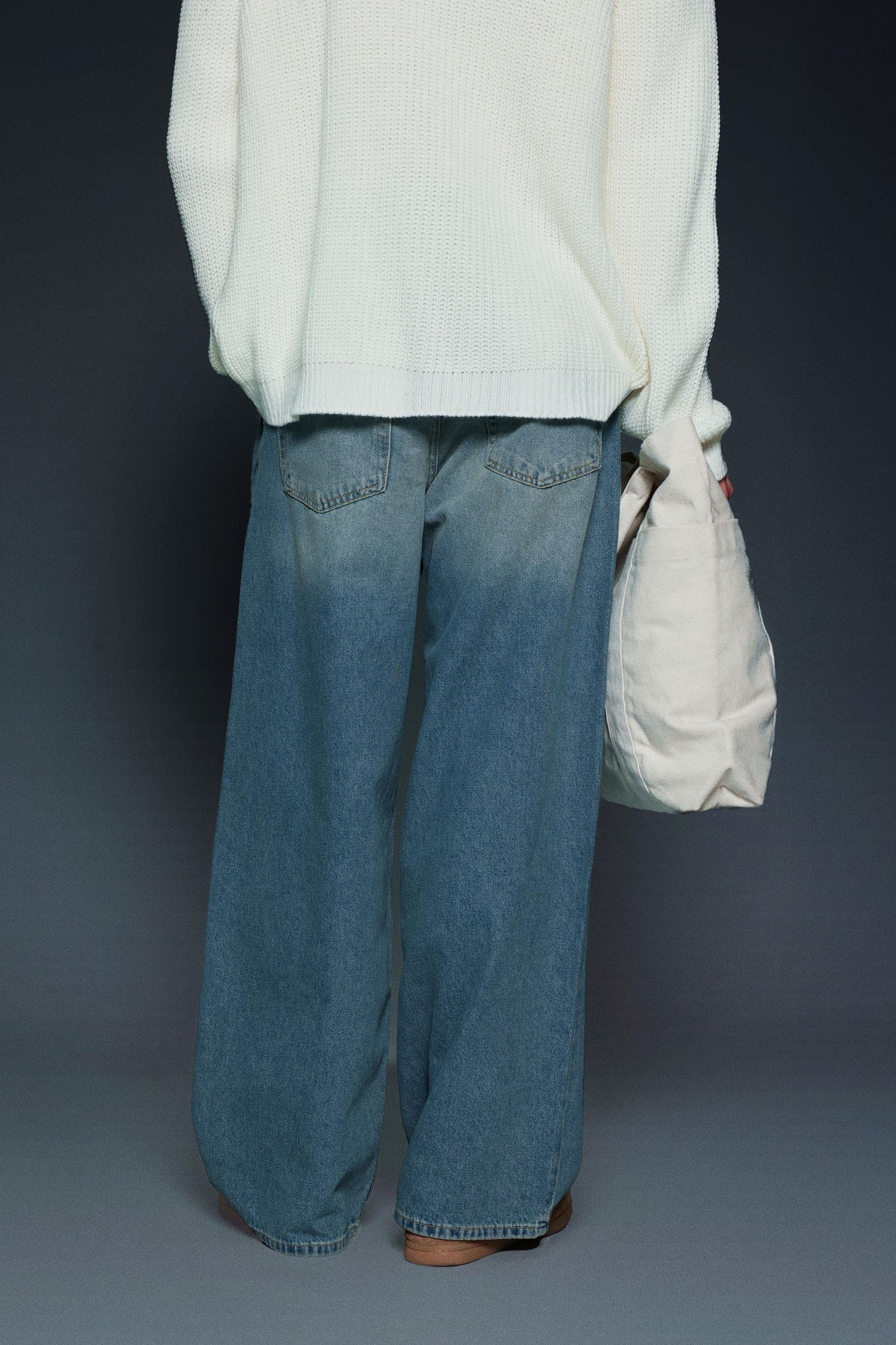 Erkek Süper Baggy Fit Jean Pantolon Soluk Mavi