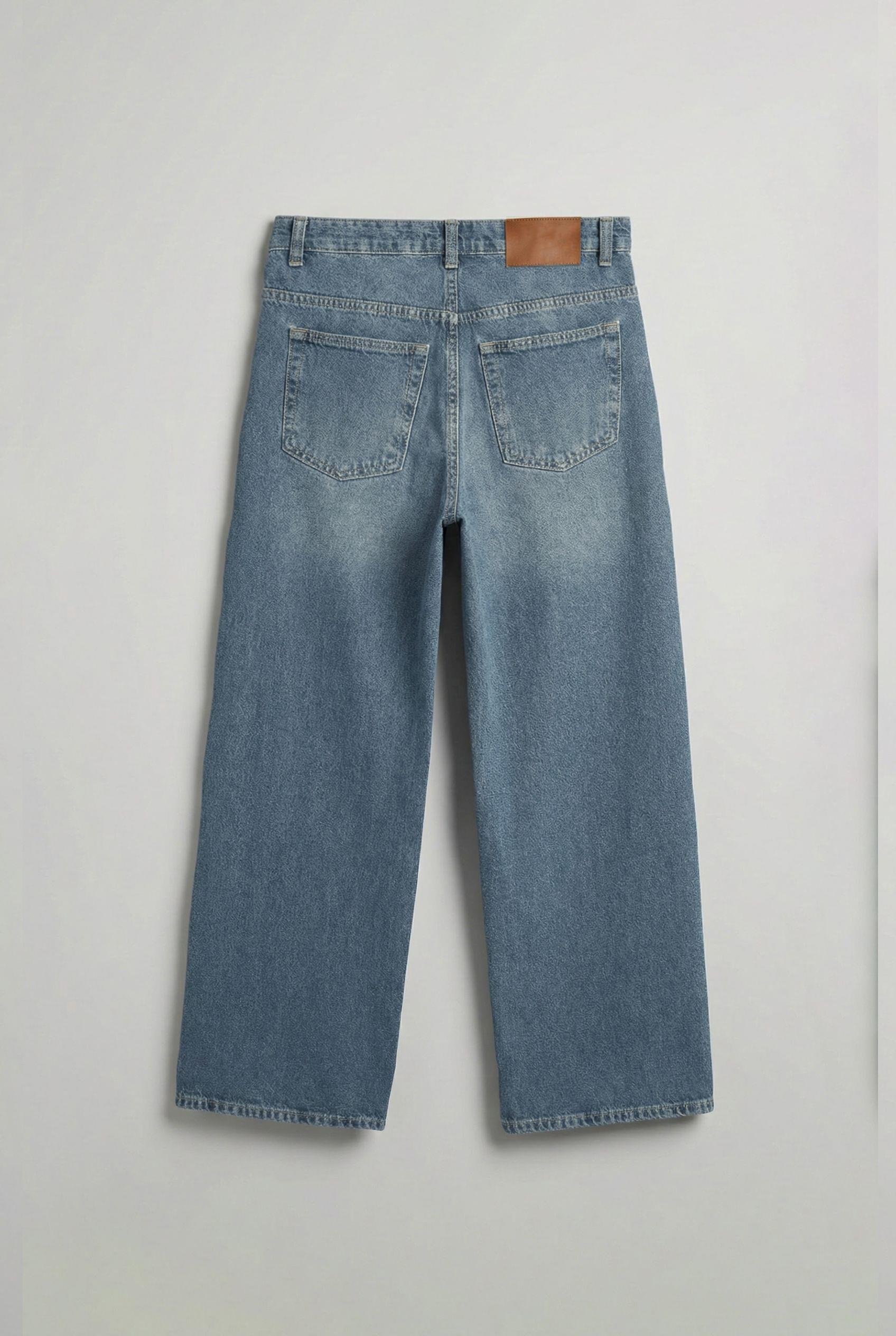 Erkek Süper Baggy Fit Jean Pantolon Soluk Mavi
