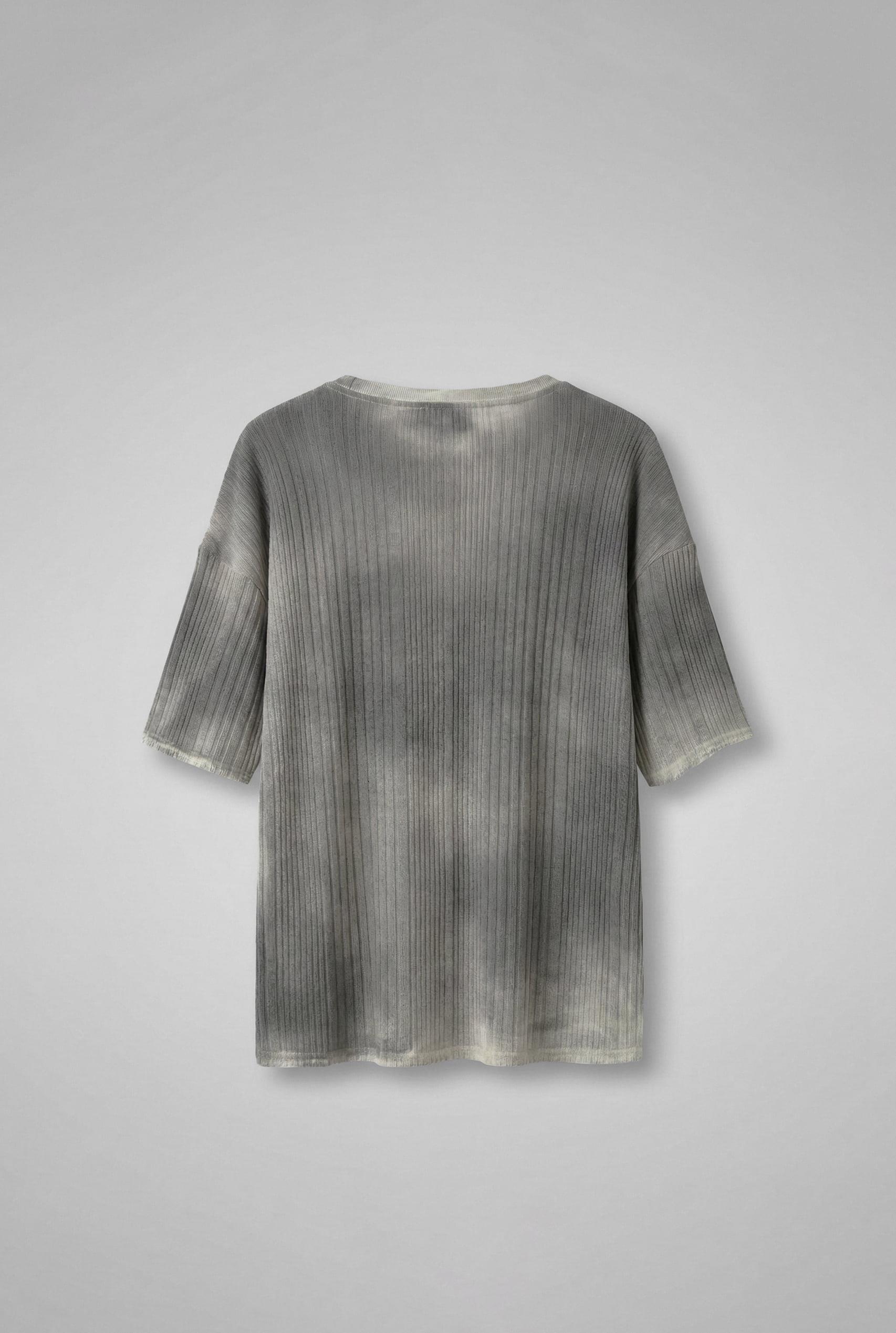 Erkek Super Oversize Desenli Triko T-Shirt Siyah