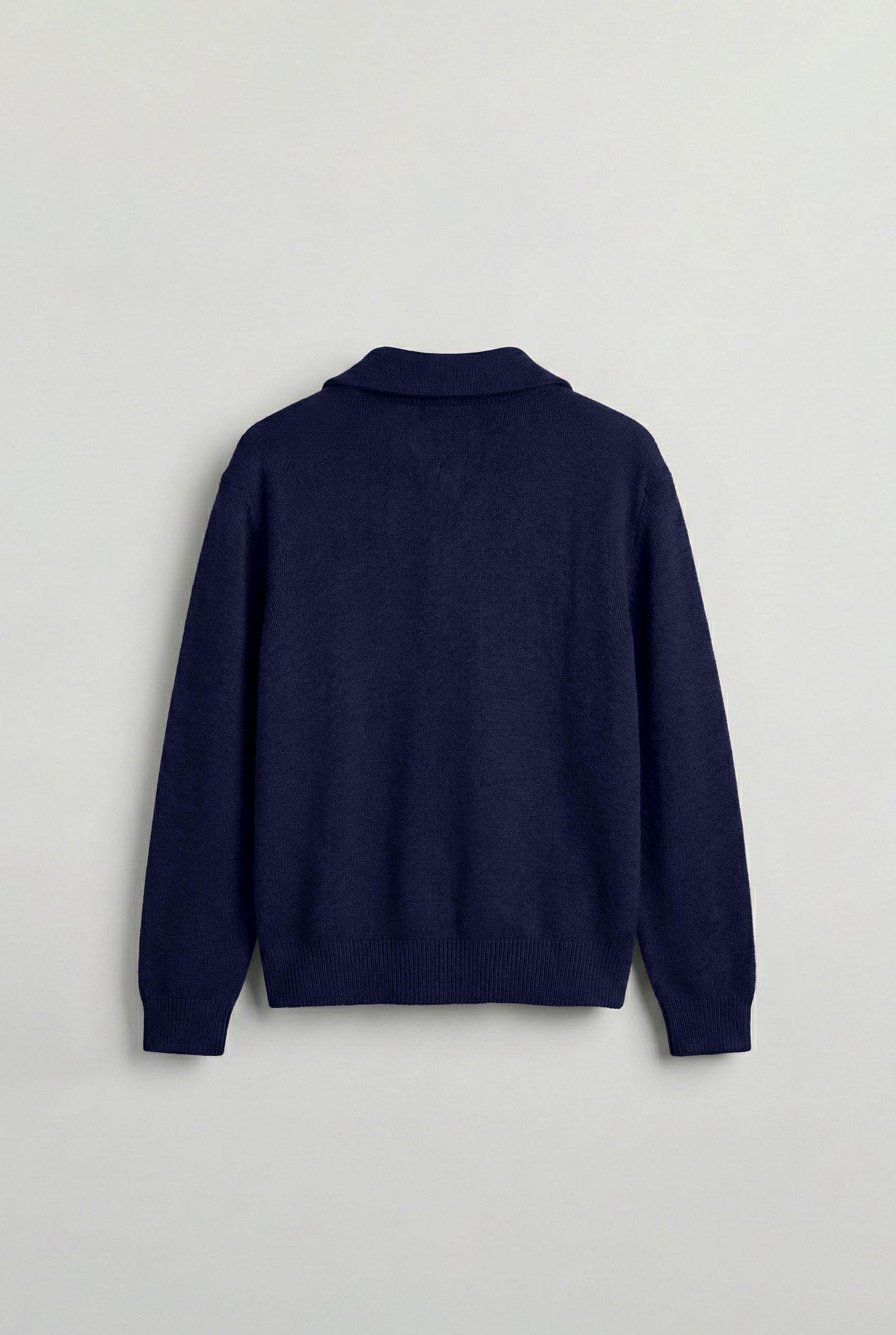 Erkek Yarım Fermuarlı Premium Kumaş Oversize Kazak Lacivert