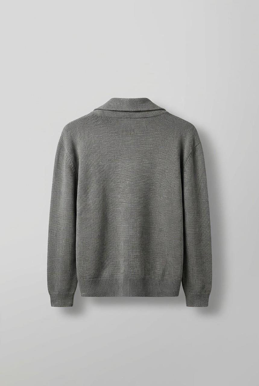 Erkek Yarım Fermuarlı Premium Kumaş Oversize Kazak Füme