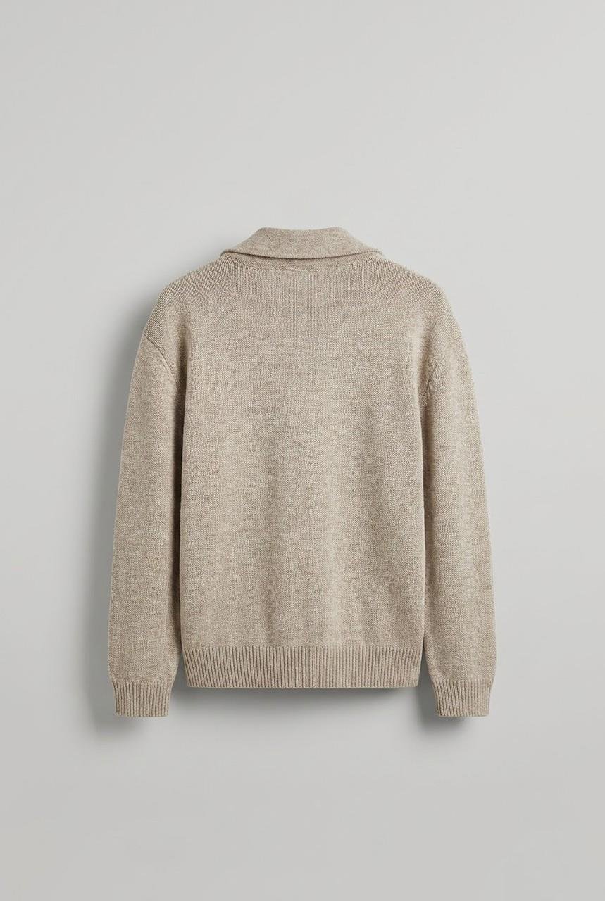 Erkek Yarım Fermuarlı Premium Kumaş Oversize Kazak Bej