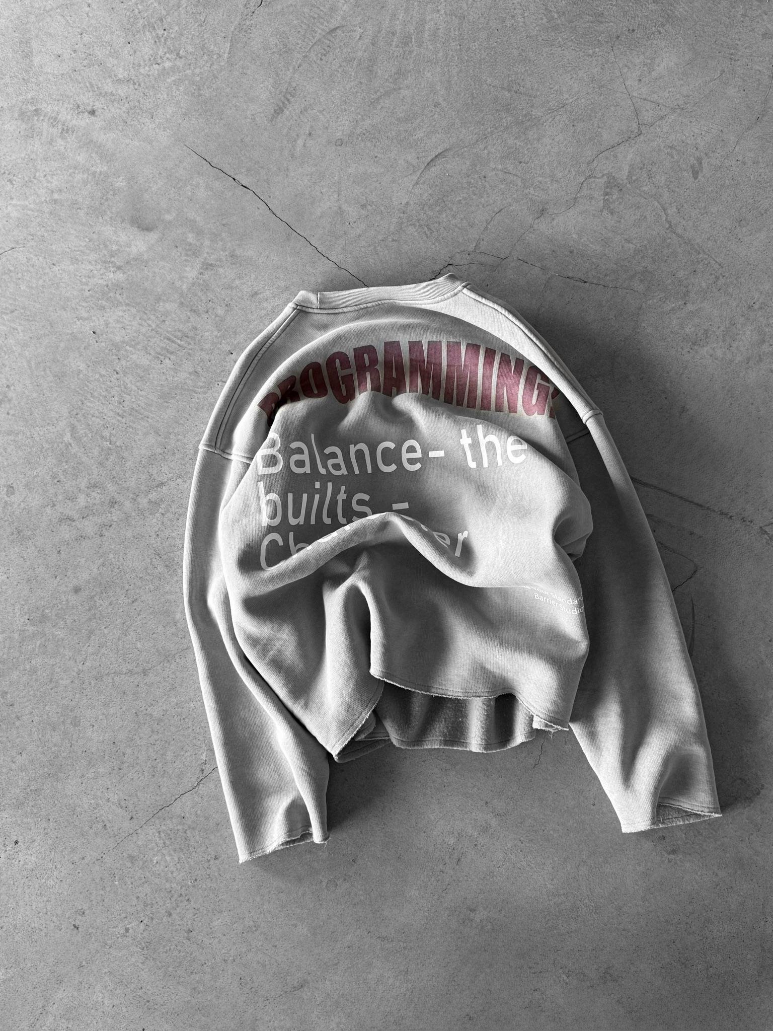 Erkek Yazı Baskılı Oversize Sweatshirt Gri