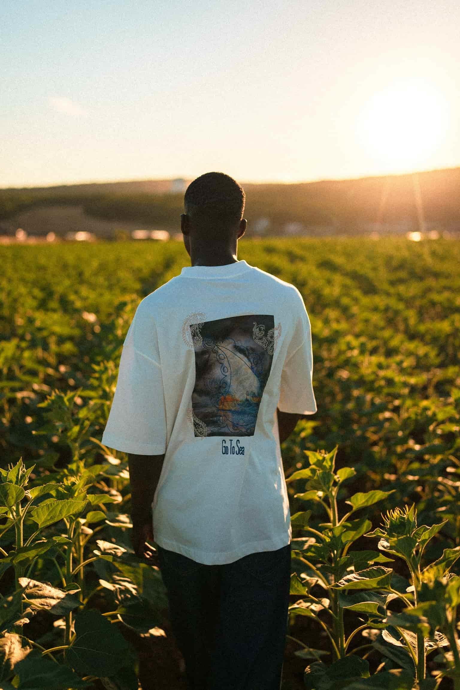 Erkek Yelken Desenli Nakışlı Oversize T-Shirt Beyaz