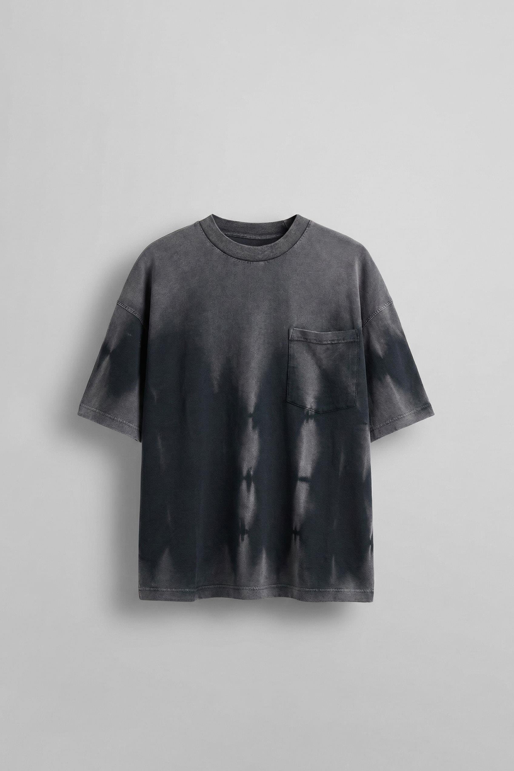 Erkek Yıkama Efektli Oversize T-Shirt Siyah