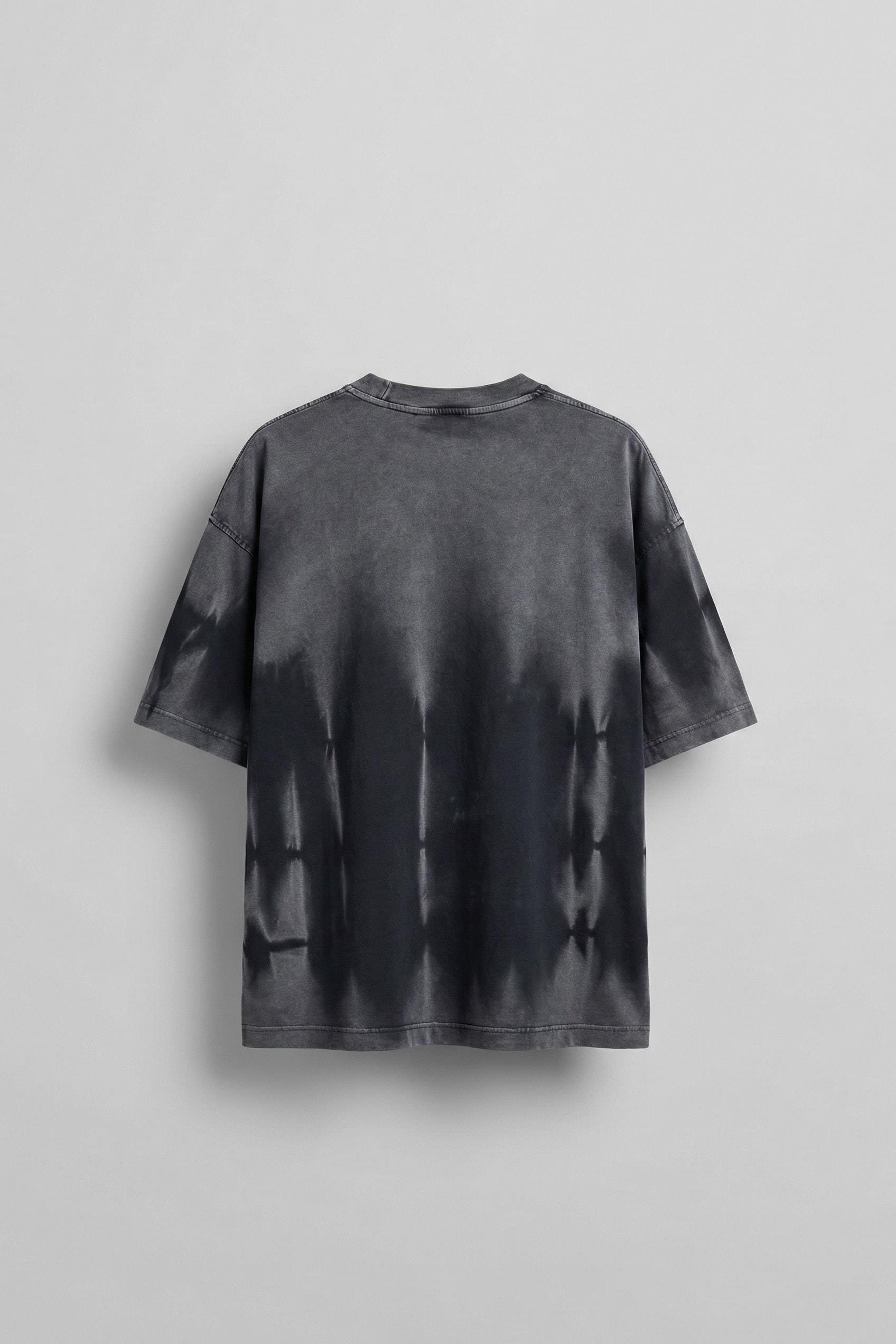 Erkek Yıkama Efektli Oversize T-Shirt Siyah