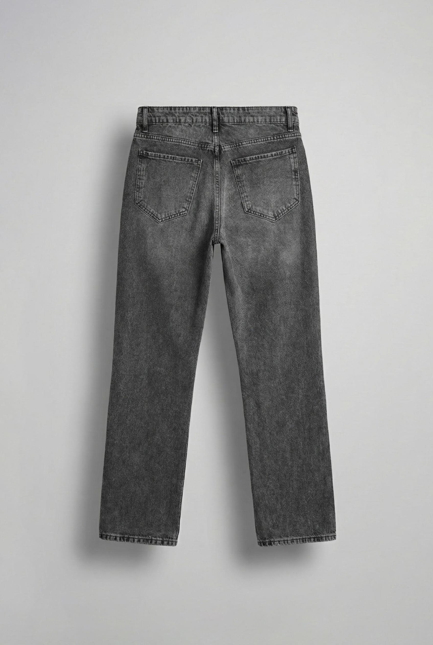 Erkek Yıkamalı Baggy Fit Jean Pantolon Gri