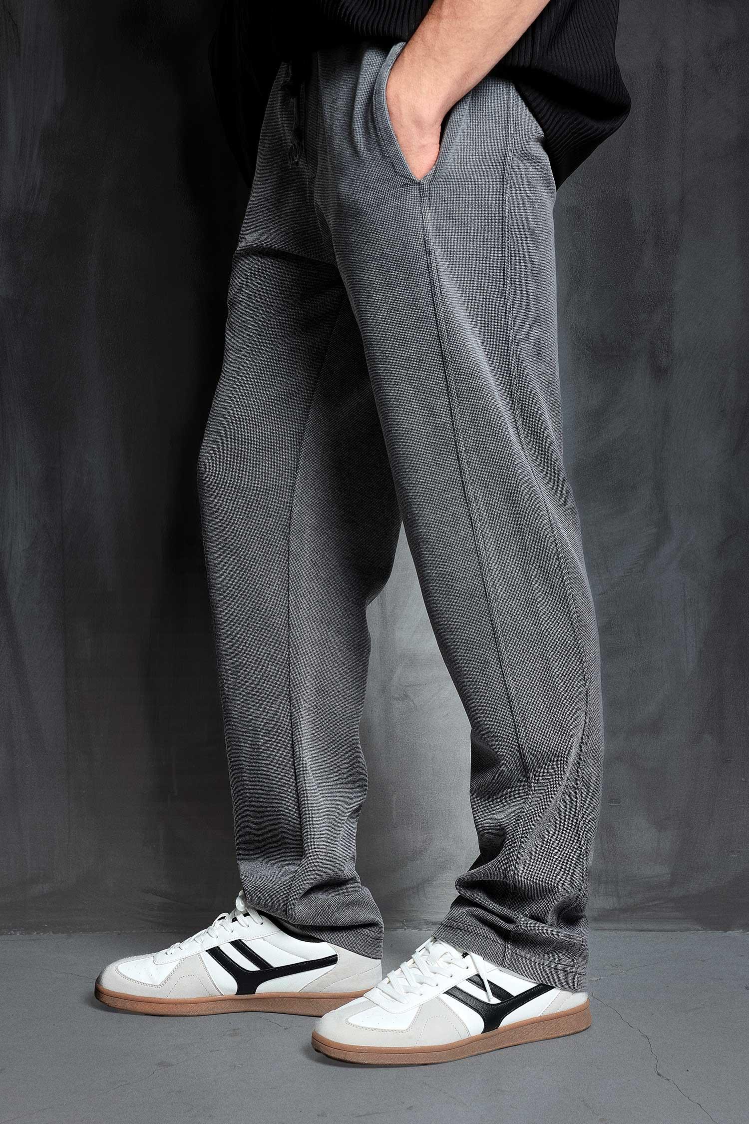 Erkek Yıkamalı Beli Lastikli Regular Fit Eşofman Koyu Gri