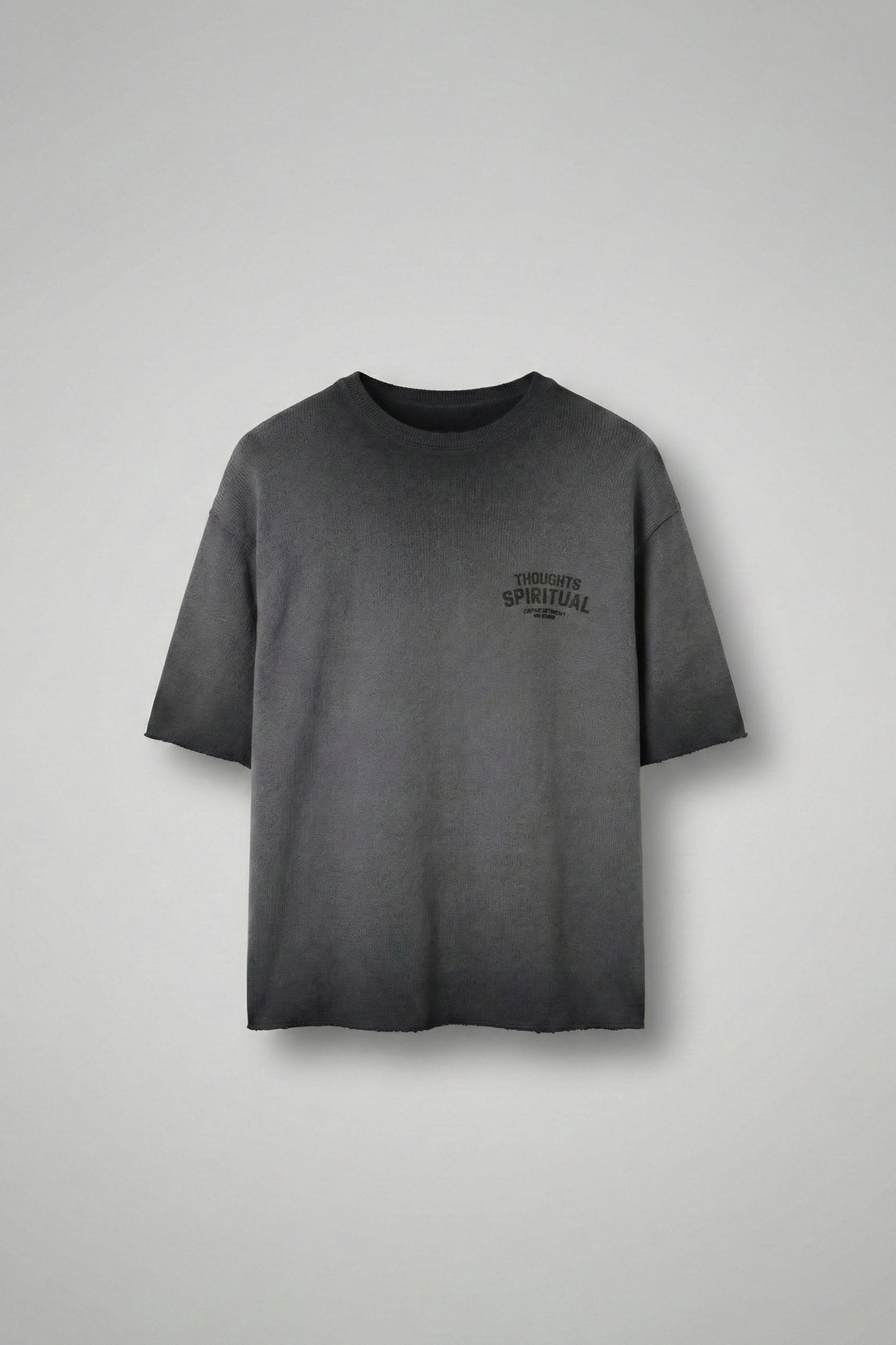 Erkek Yıkamalı Örme Premium Oversize T-Shirt Siyah