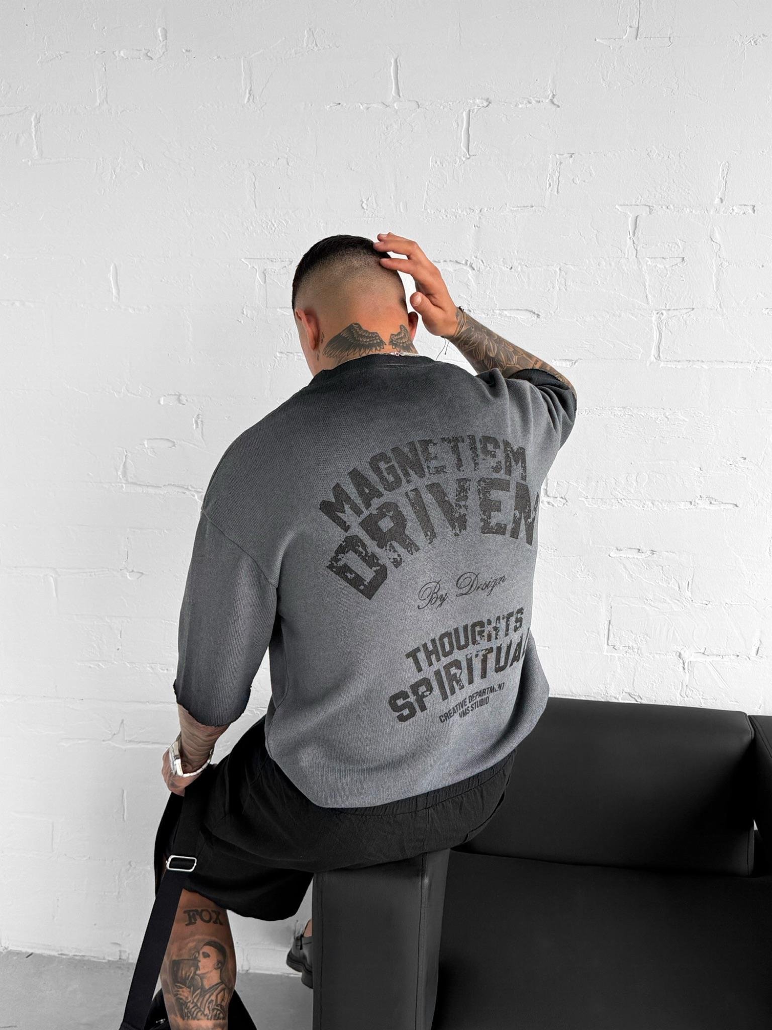 Erkek Yıkamalı Oversize T-Shirt Siyah