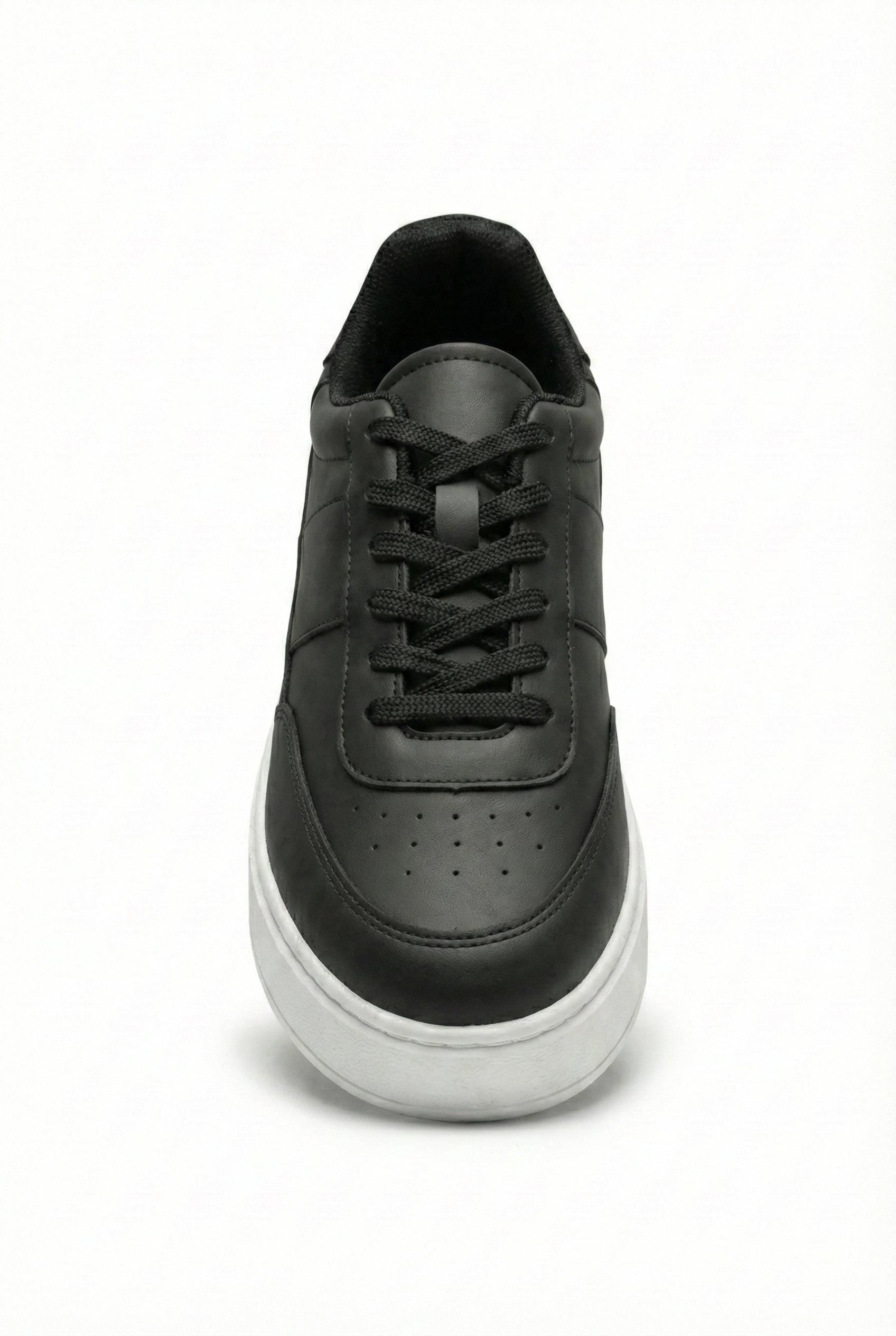 Erkek Yüksek Tabanlı Bağcıklı Spor Ayakkabı Siyah