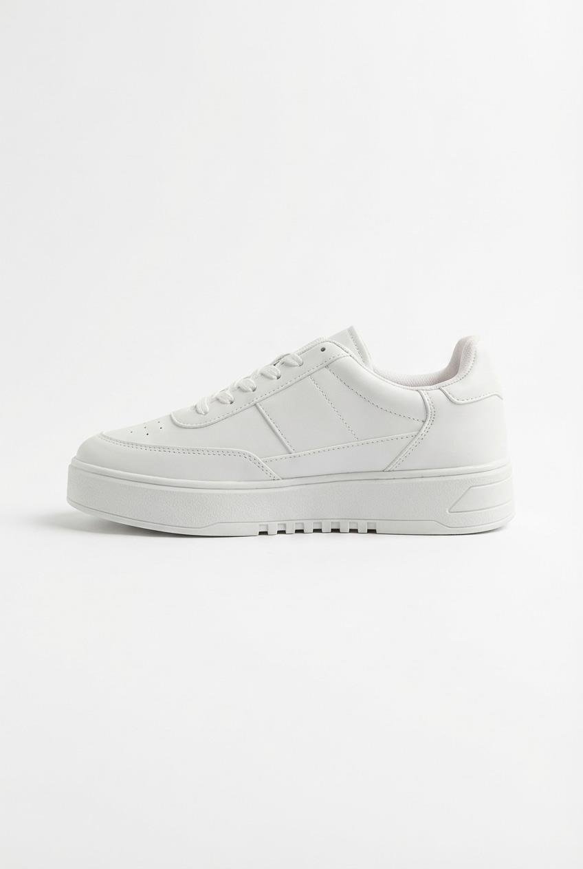 Erkek Yüksek Tabanlı Bağcıklı Spor Ayakkabı Beyaz