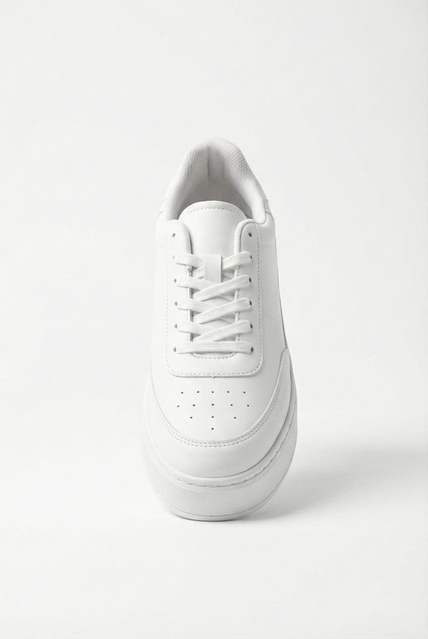 Erkek Yüksek Tabanlı Bağcıklı Spor Ayakkabı Beyaz