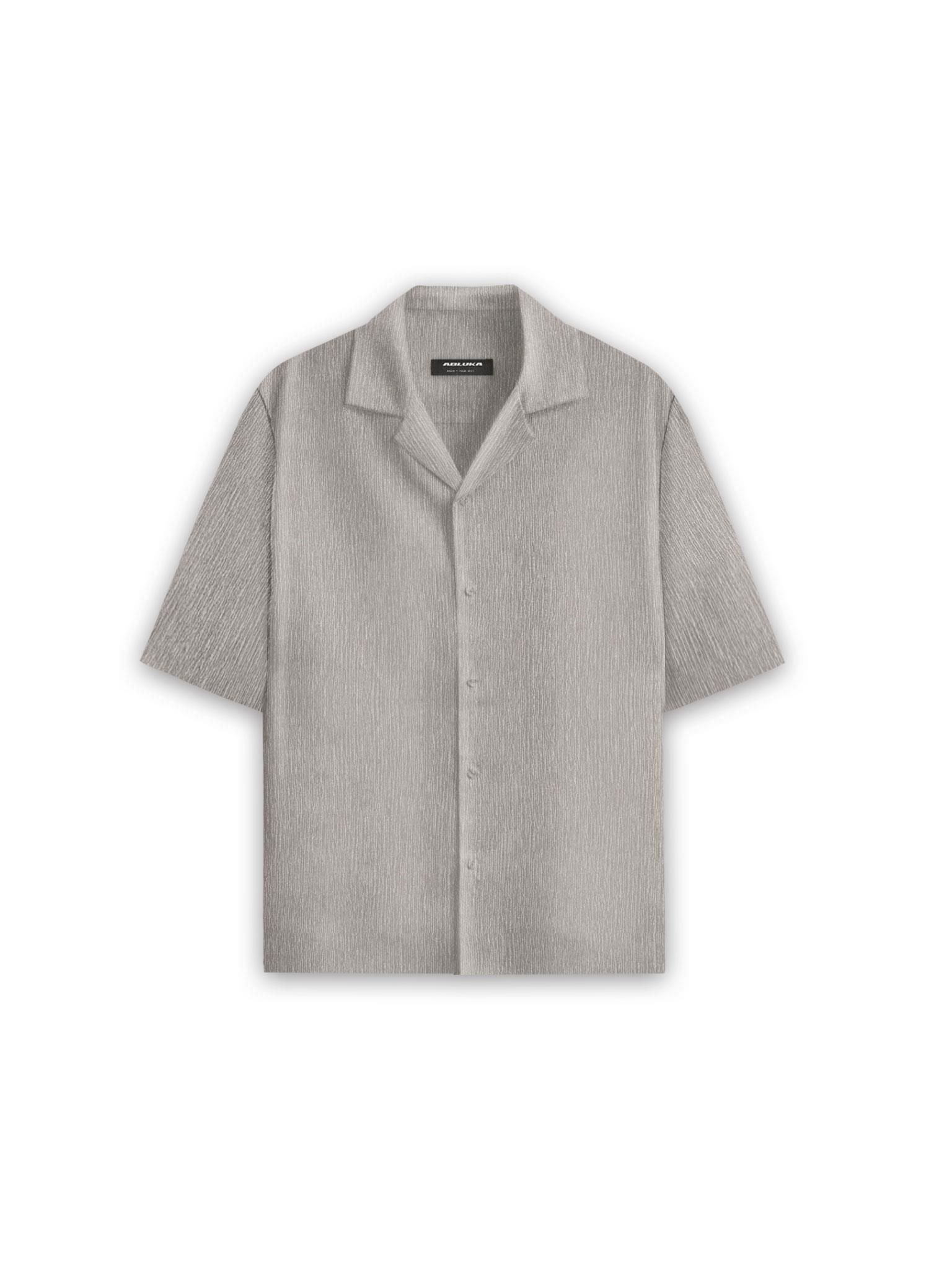 Long Fit Gofre Kumaş Esnek Küba Yaka Gömlek Bej