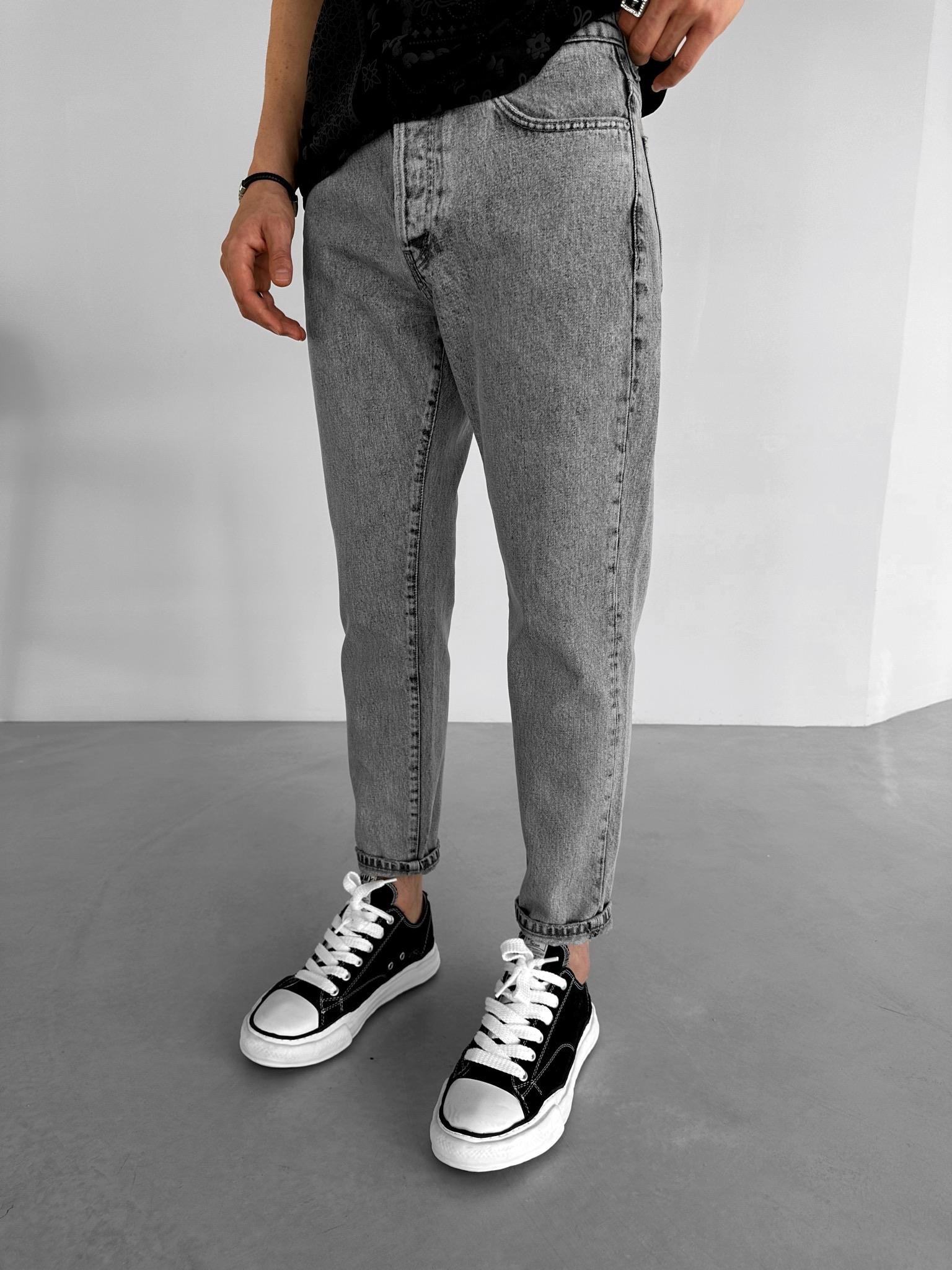 Loose Fit %100 Pamuk Jean Kot Pantolon Antrasit