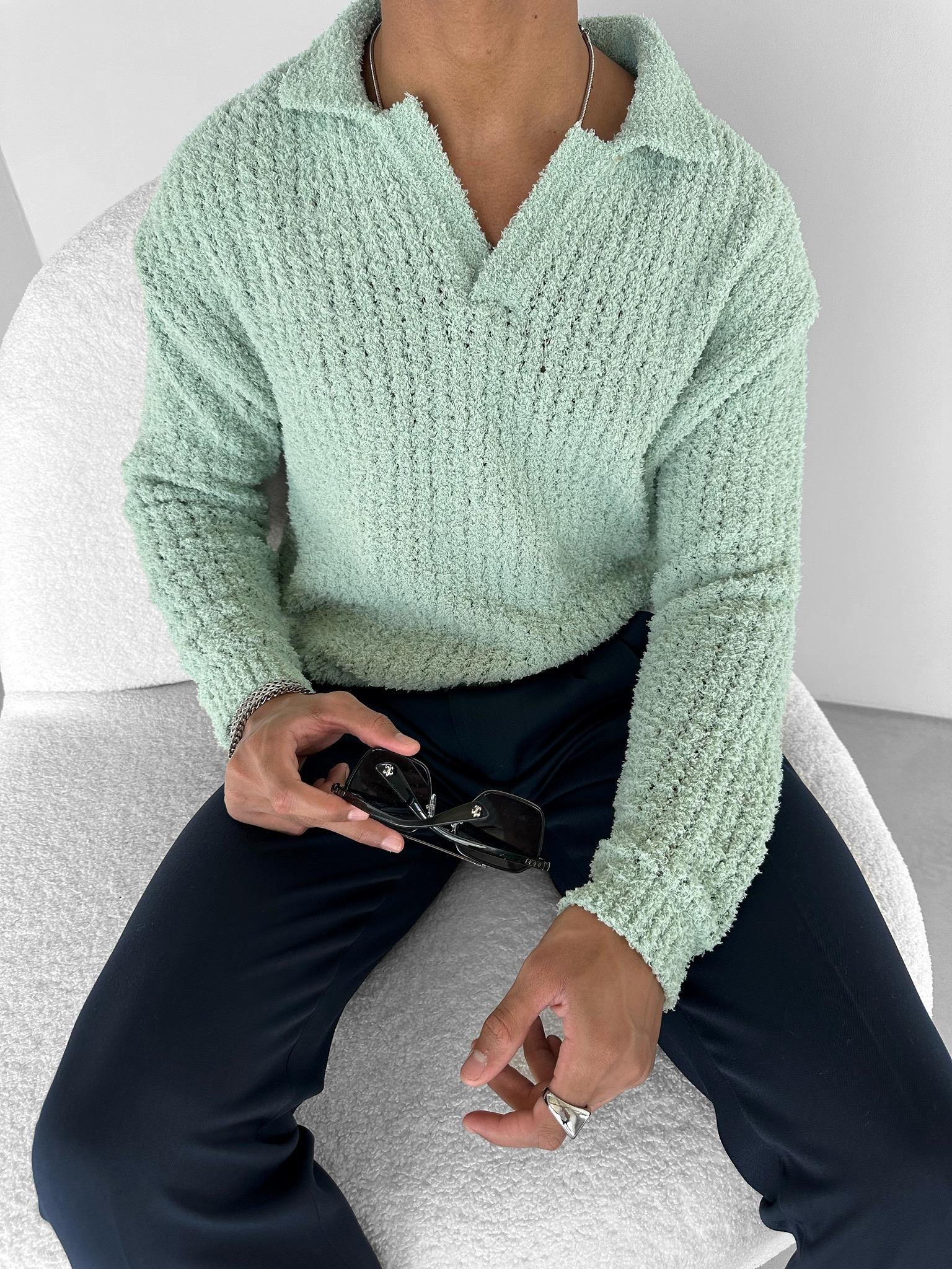 Oversize Yumuşak Dokulu Örme Kazak Mint