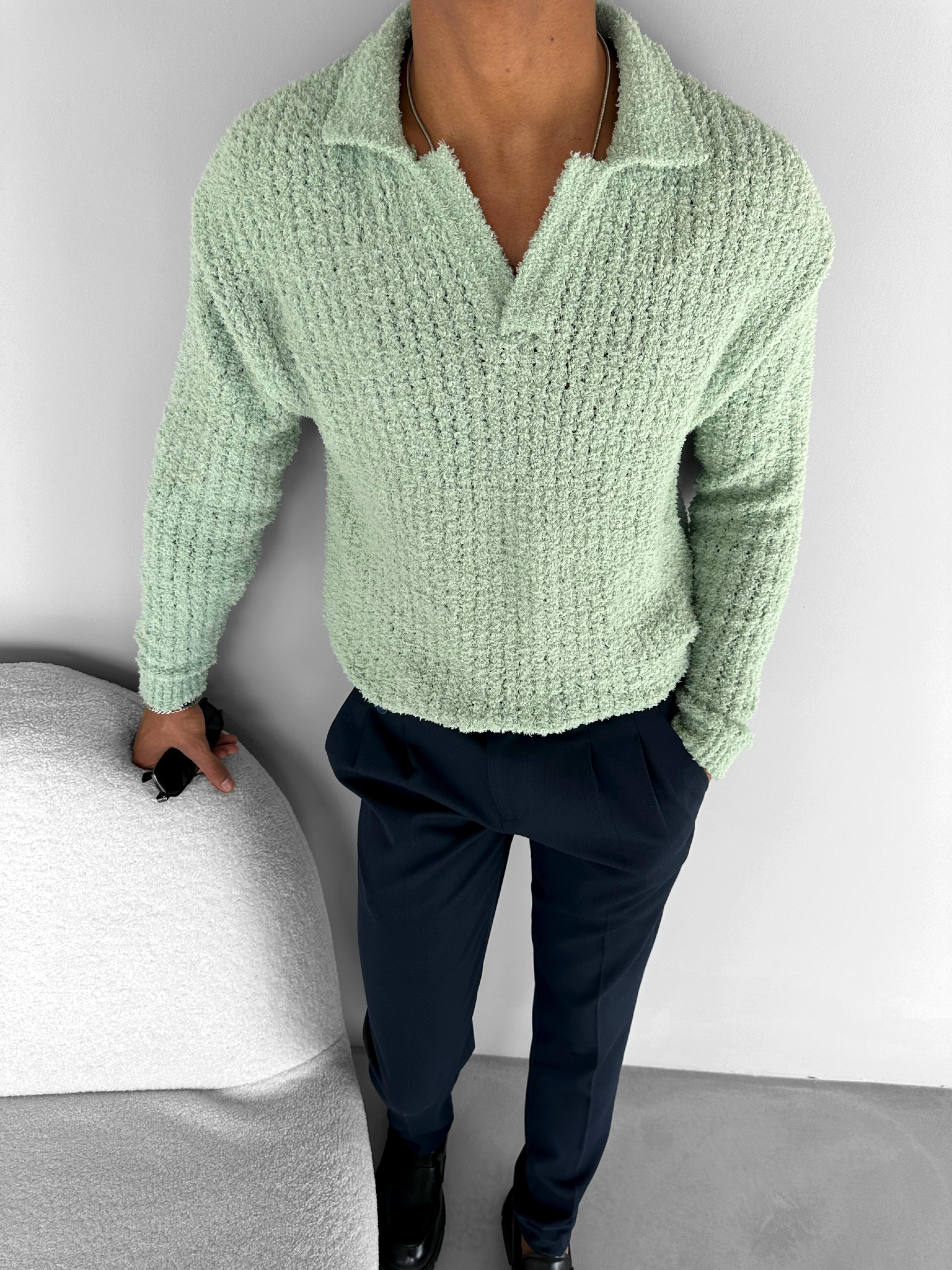 Oversize Yumuşak Dokulu Örme Kazak Mint