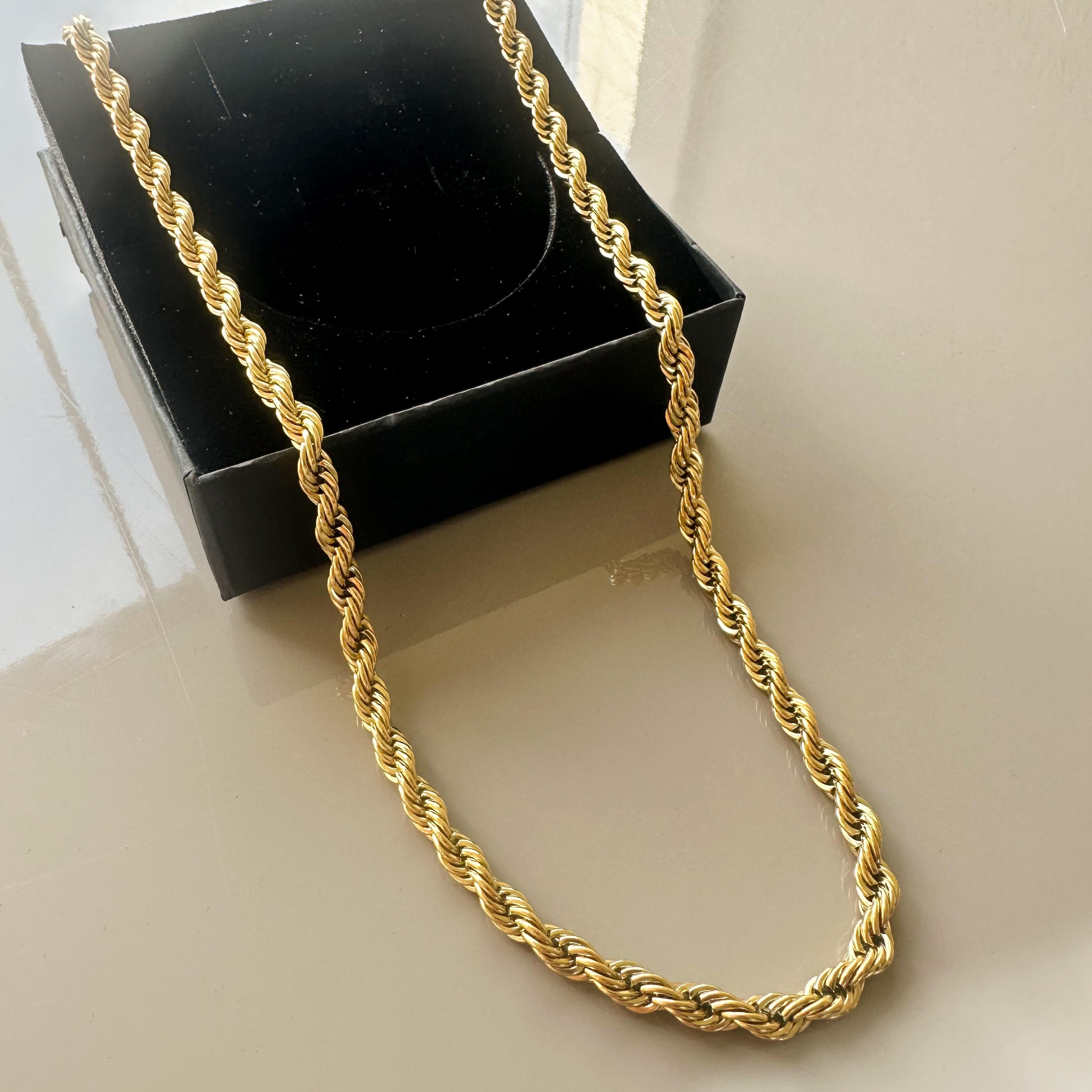 60 cm Kalın Burgu (6mm) Altın Kaplama Çelik Kolye