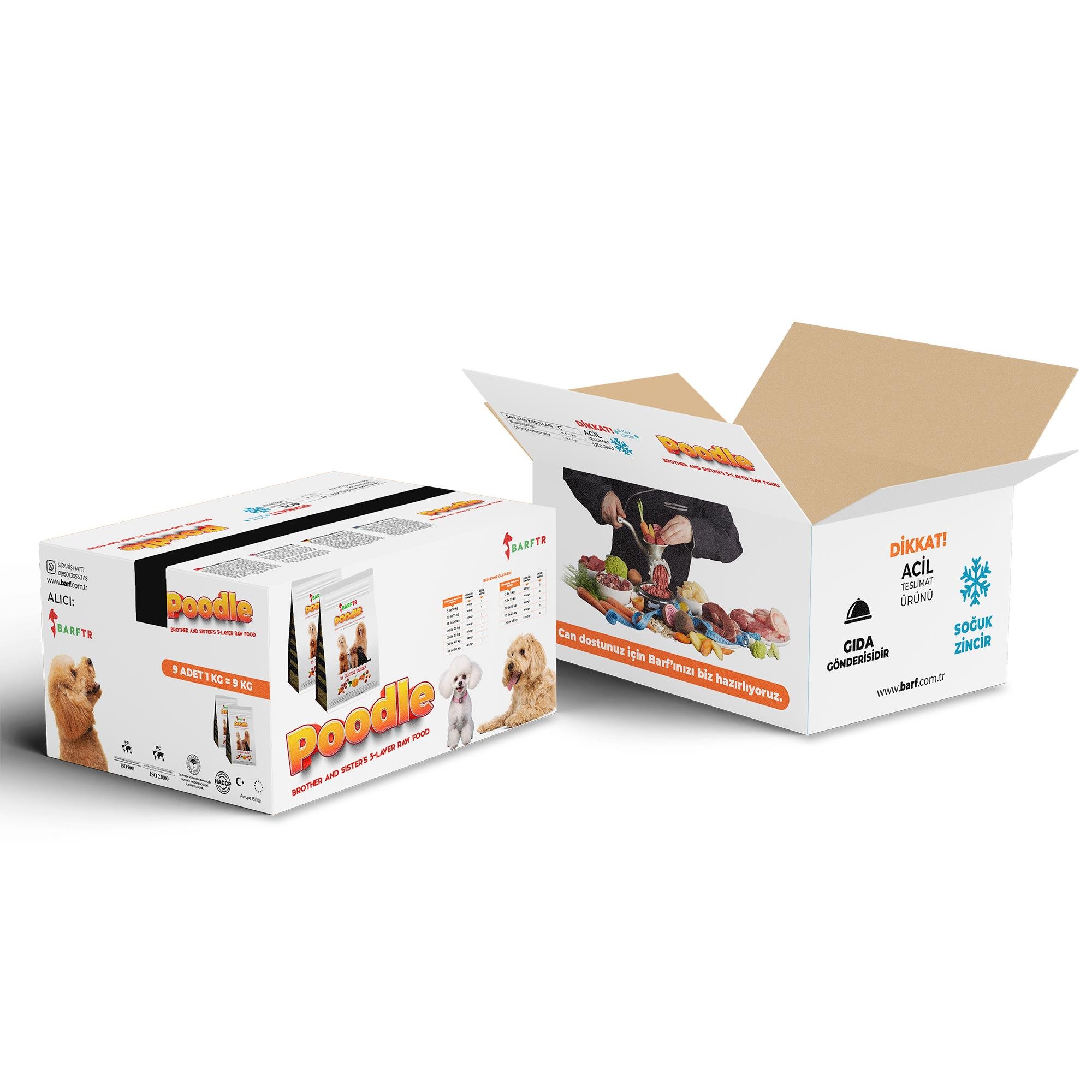 3 Katlı Barf Köpek Maması 9 Kg 1000 gr Tekli Ambalajlarda
