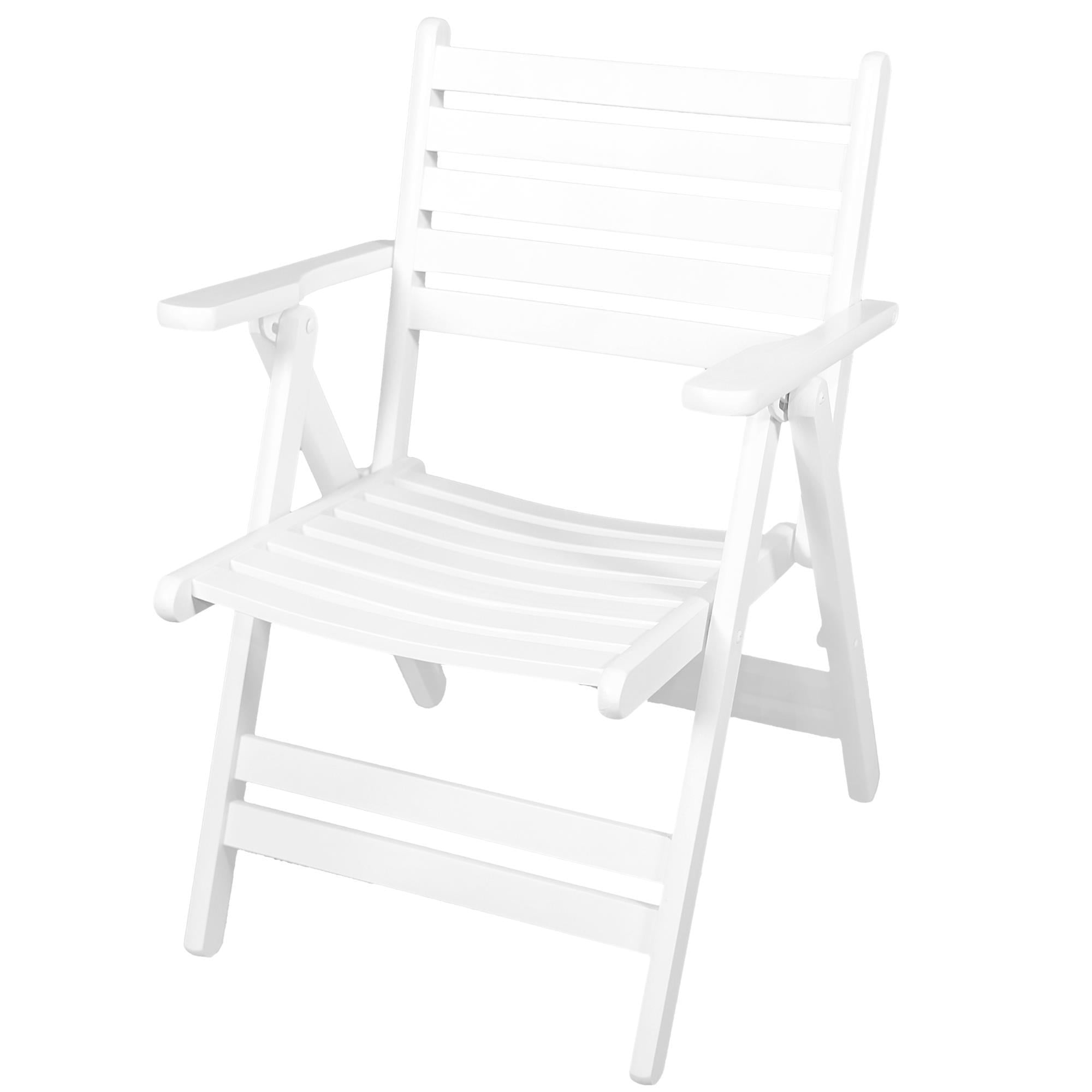 Antalya Kolçaklı Katlanır Sandalye Beyaz - Ahşap Bahçe Balkon Sandalyesi  (London Chair - White)
