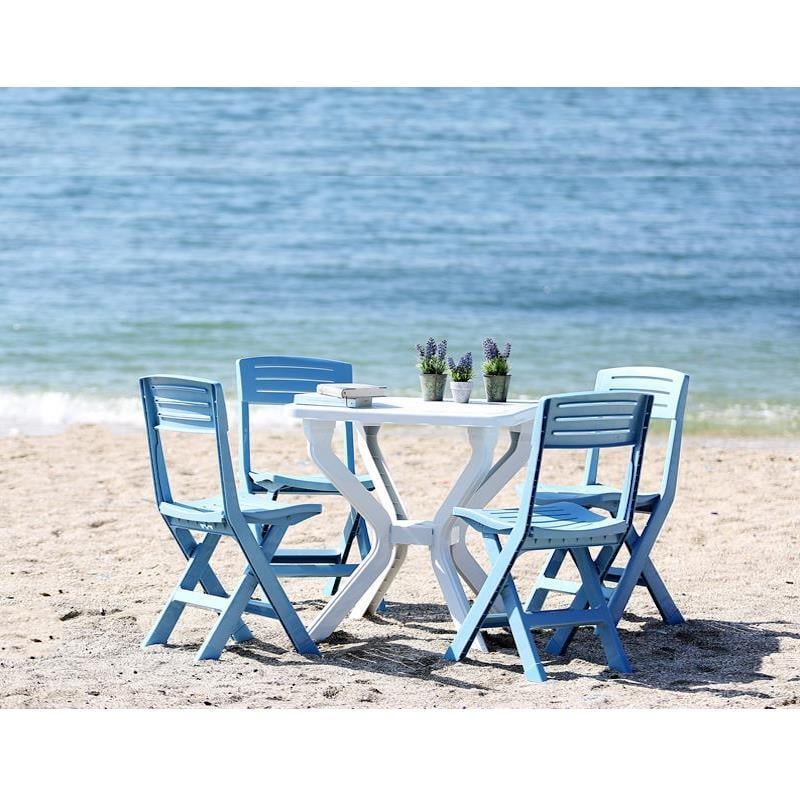 Bahceme Bergama Plastik Bahçe Balkon Seti: 70x70 Masa + 4 Sandalye
