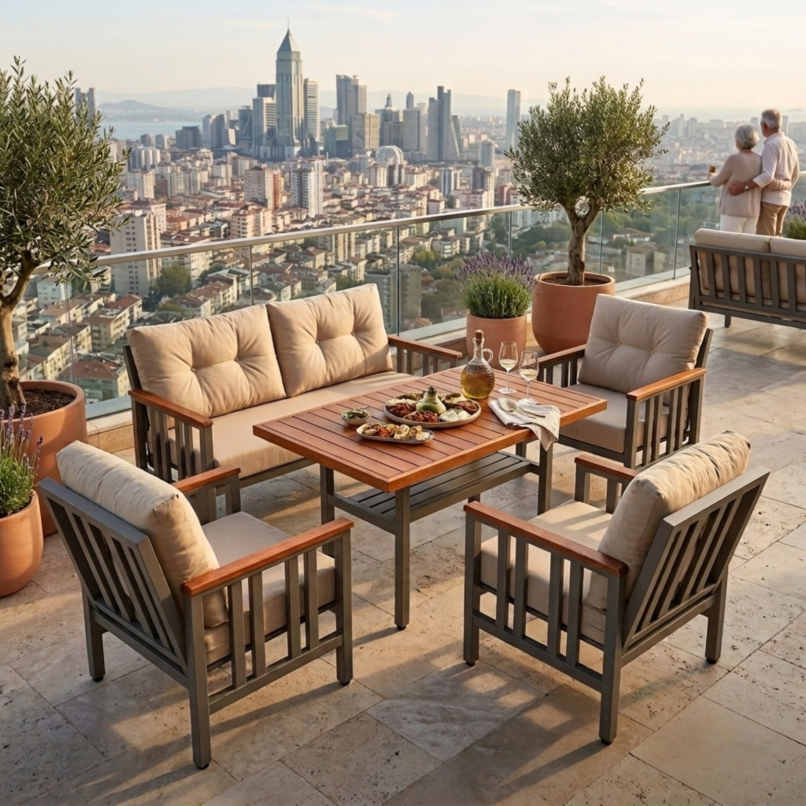 Çamlıca Alüminyum Bahçe Oturma Grubu | 4 Kişilik Bahçe, Balkon Koltuk Takımı